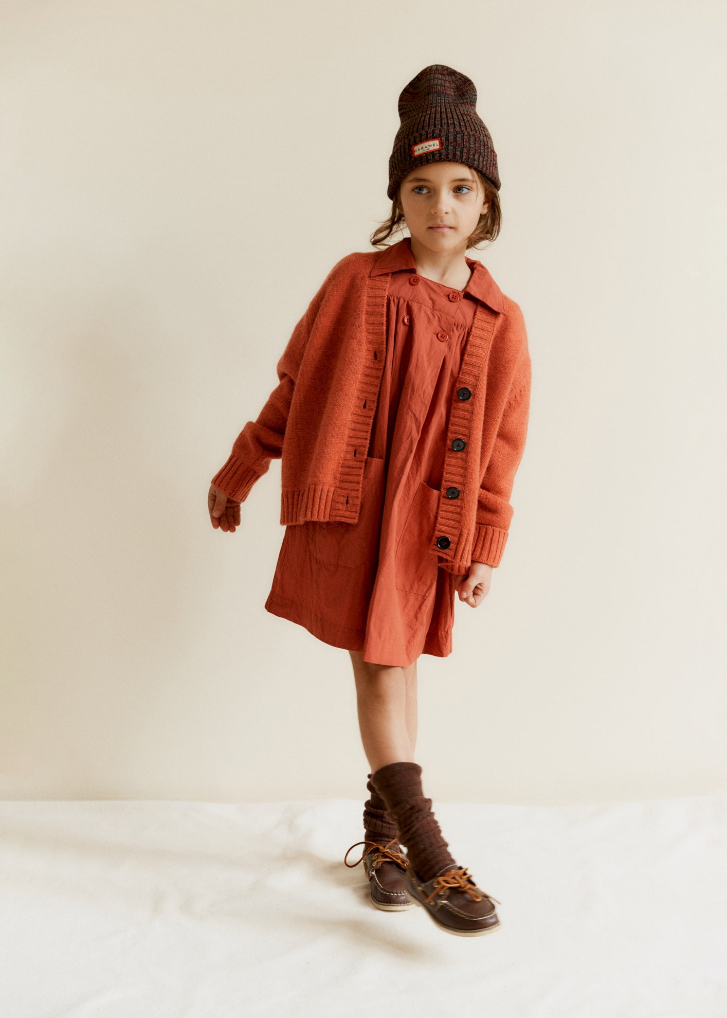 CLARA GIRL'S COTTON DRESS - BRICK RED