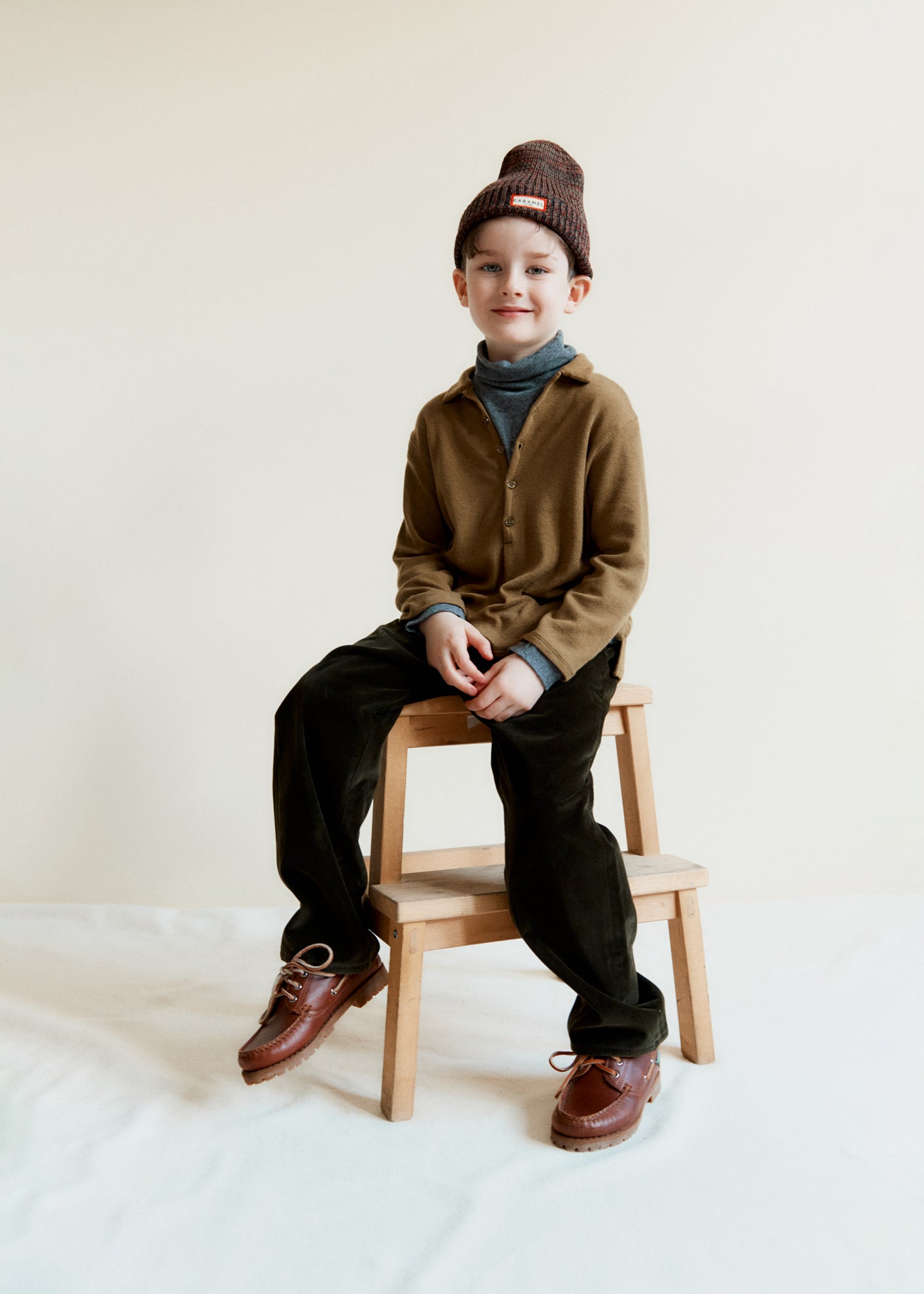 LOCHLAN CHILDREN'S COTTON POLO - KHAKI