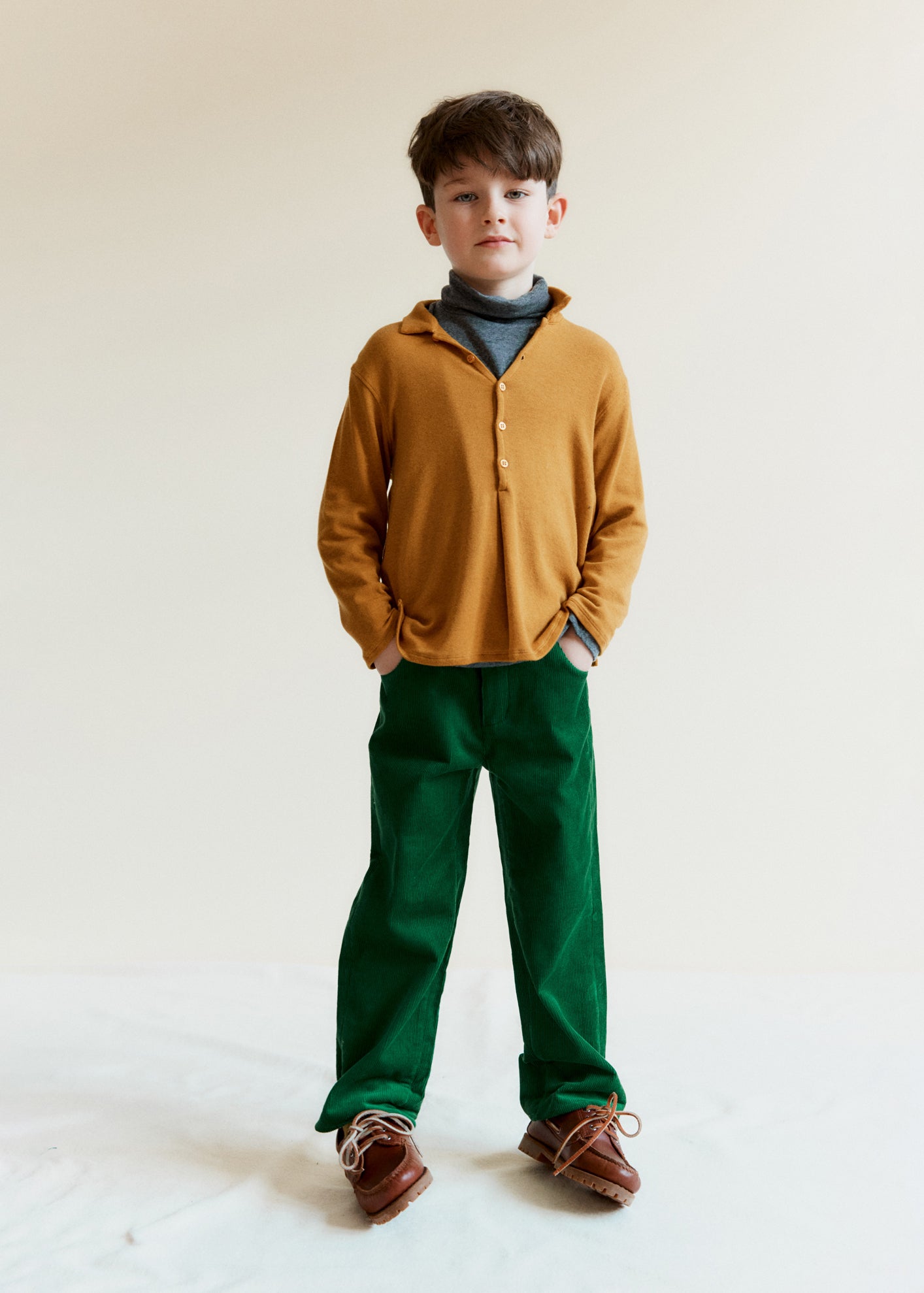 LOCHLAN CHILDREN'S COTTON POLO - OCHRE