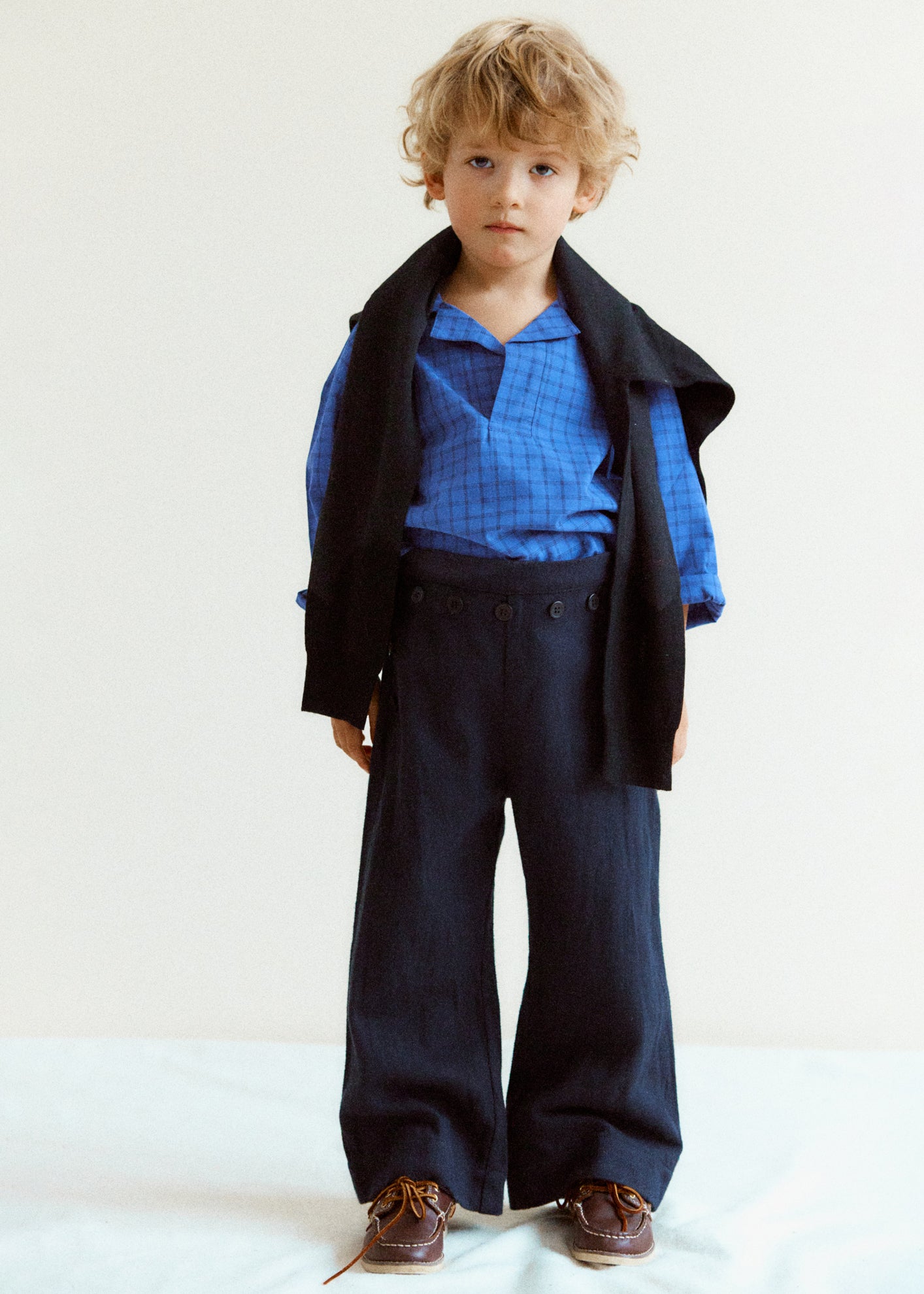 BERGAMOT CHILDREN'S COTTON SHIRT - DENIM BLUE CHECK