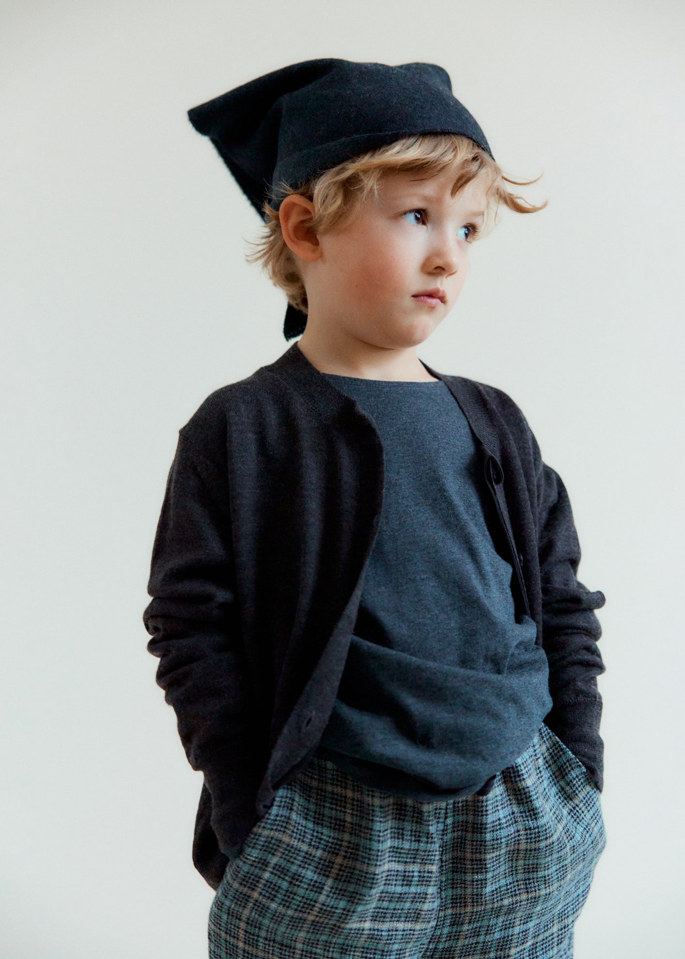 WILLOW CHILDREN'S MERINO WOOL CARDIGAN - DARK GREY