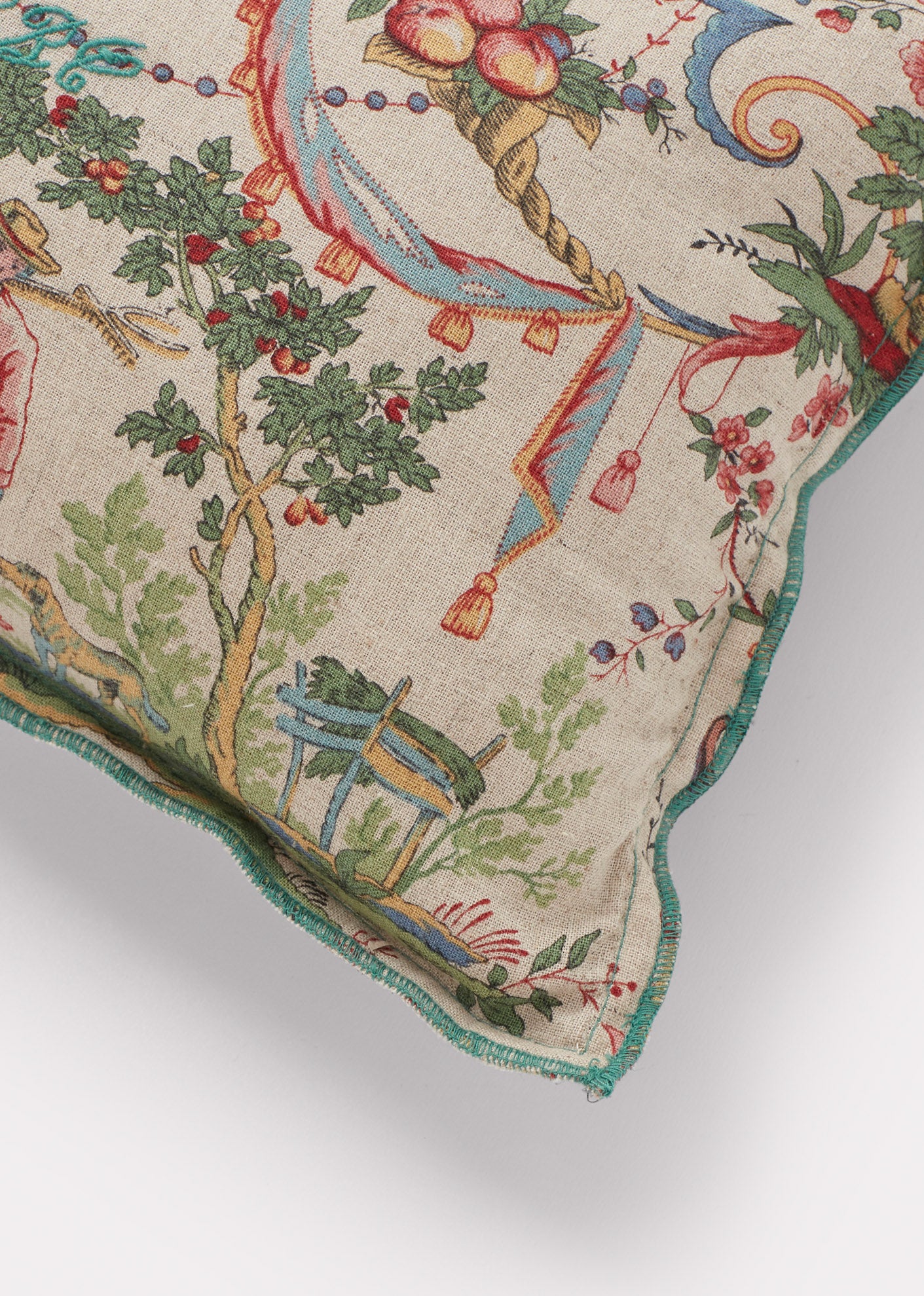 LINEN SCATTER CUSHION - FRENCH VERSAILLES PRINT