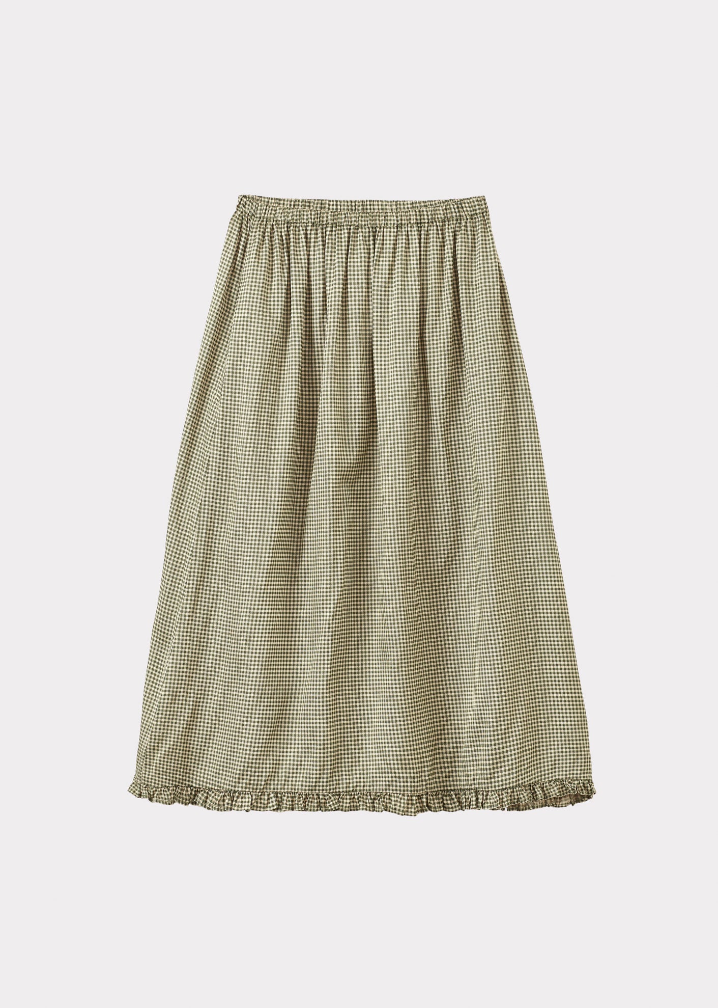 WOMAN FRILL SKIRT - GREEN GINGHAM MICROCHECK