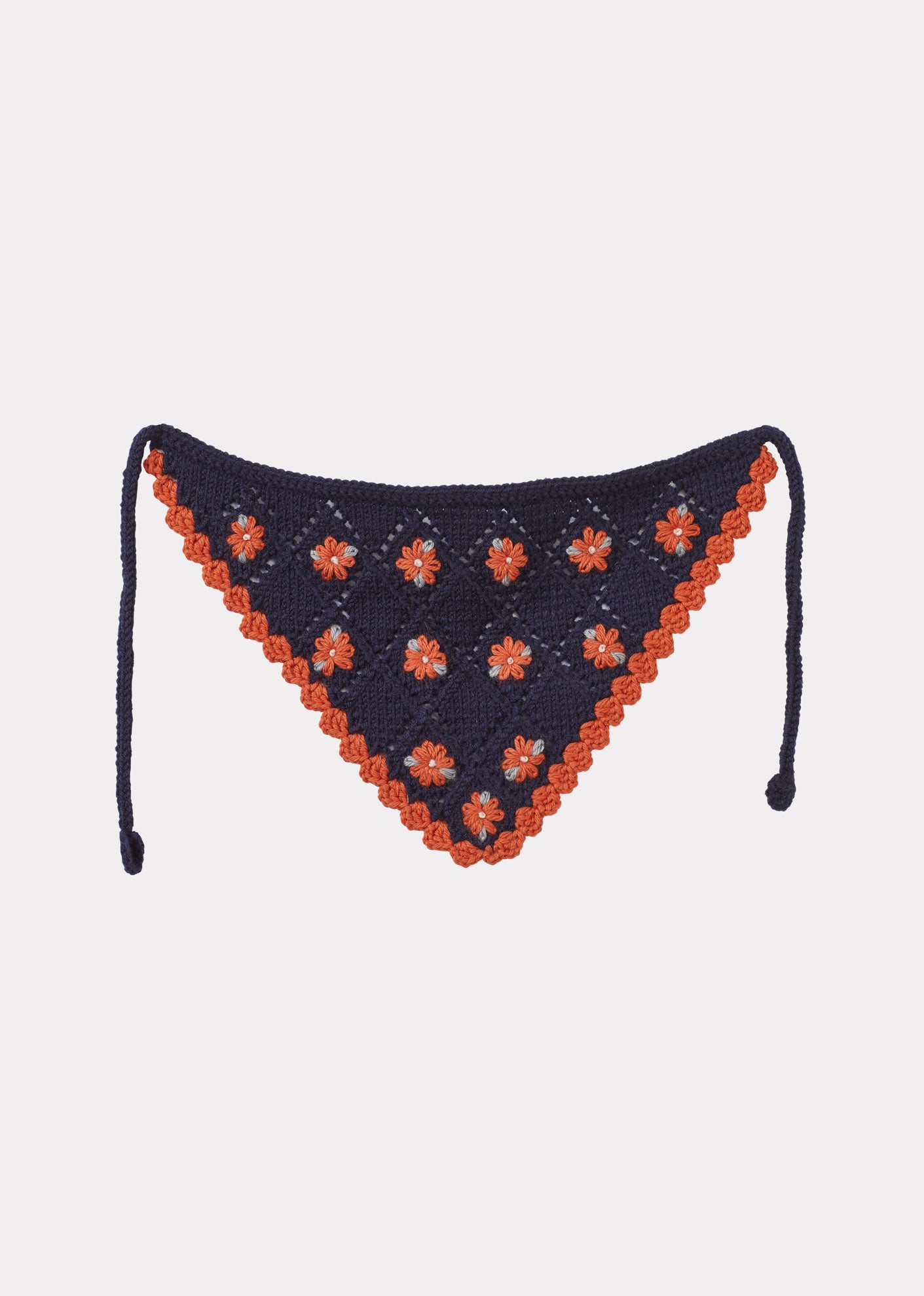 DENO EMBROIDERED HEADSCARF - NAVY/ORANGE