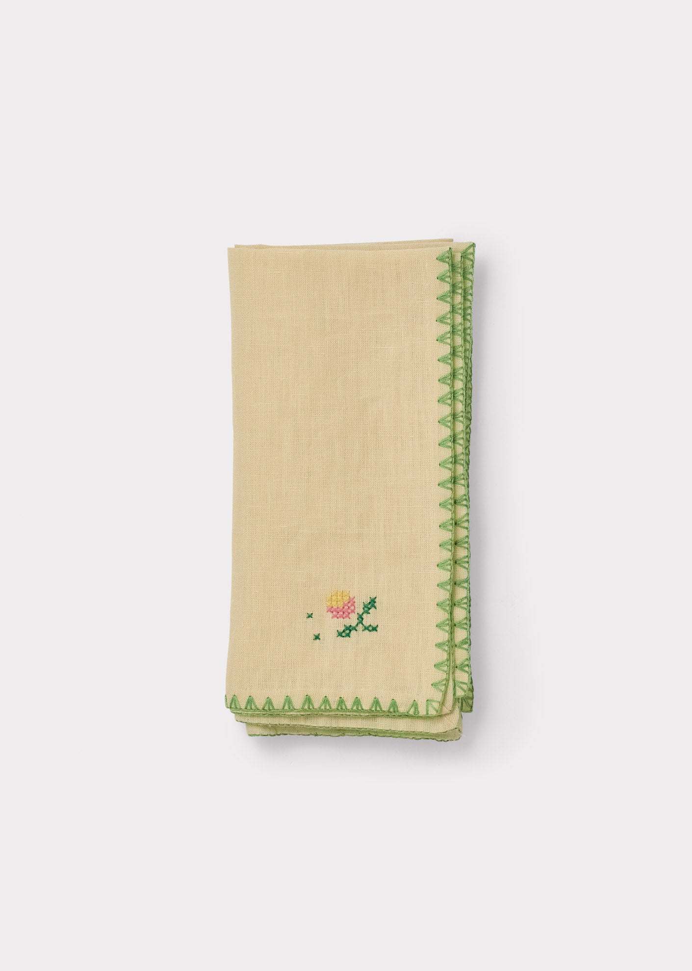 LINEN EMBROIDERED NAPKIN SET - FLORAL