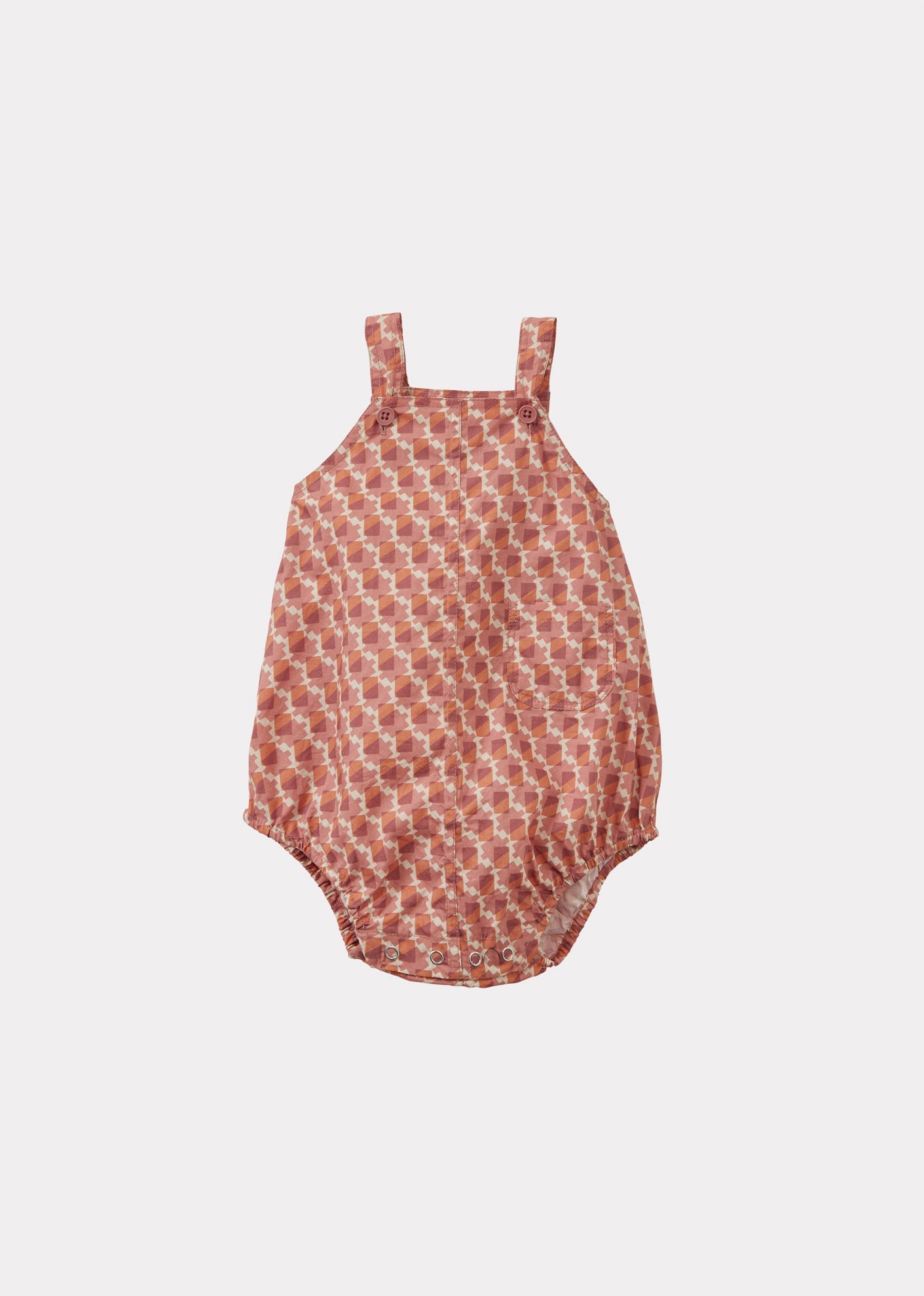 FLURY BABY COTTON POPLIN ROMPER - MAUVE GEO PRINT
