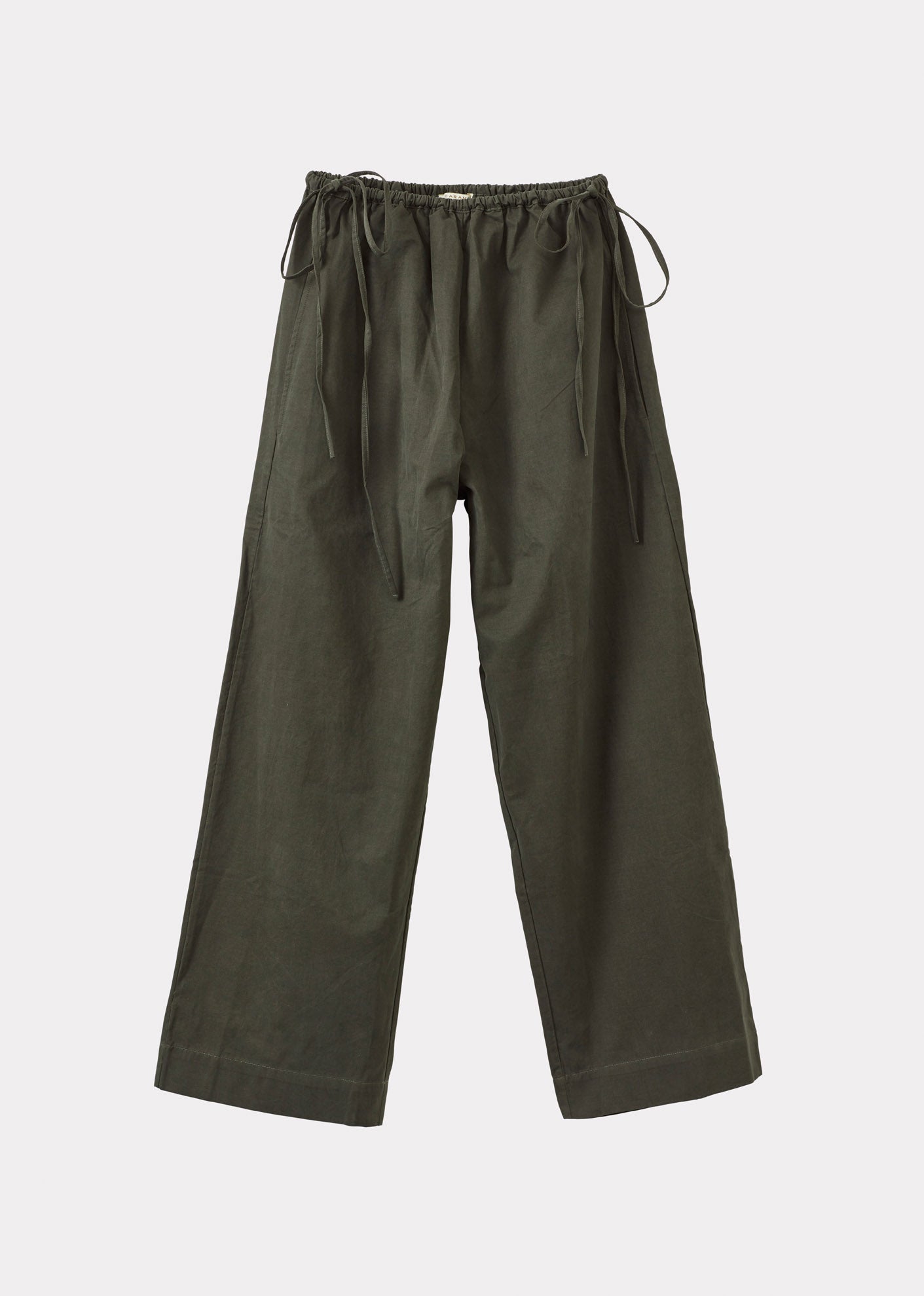 WOMEN'S TIE-DETAIL TROUSERS - KHAKI