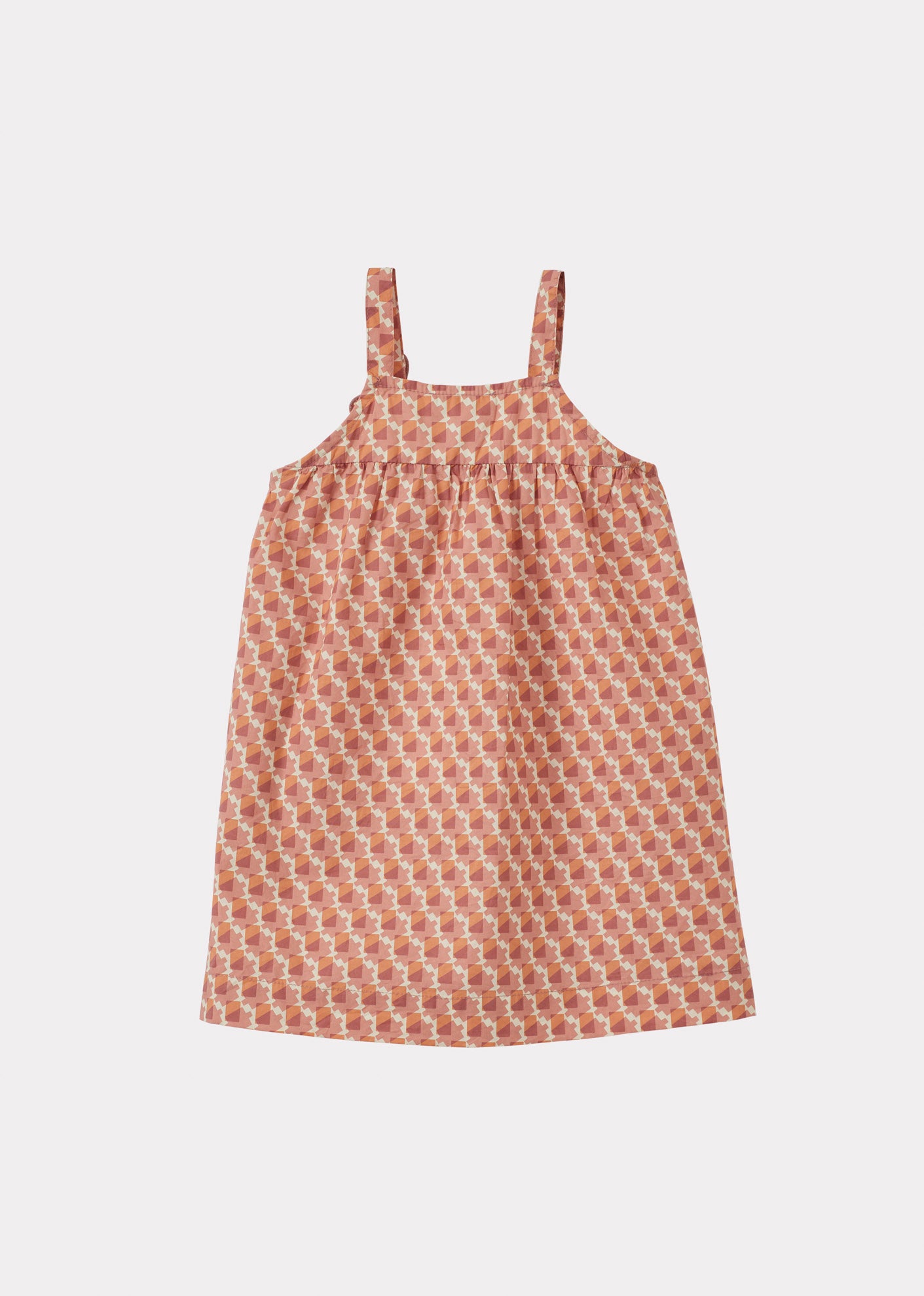 IBERA BABY GIRL'S COTTON DRESS - MAUVE GEO PRINT