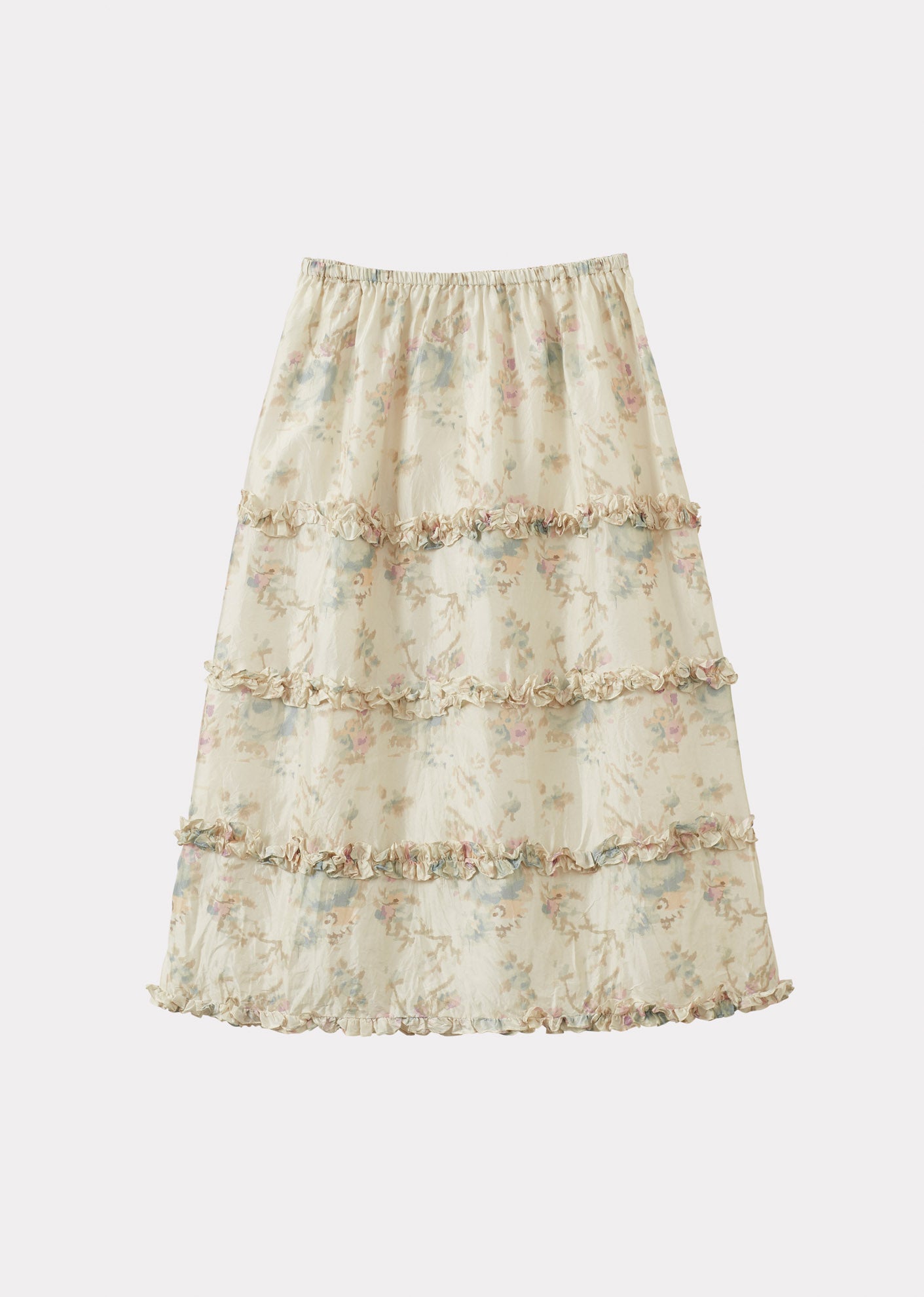 VERITY WOMEN'S SILK SKIRT - BLUE ROSE PRINT