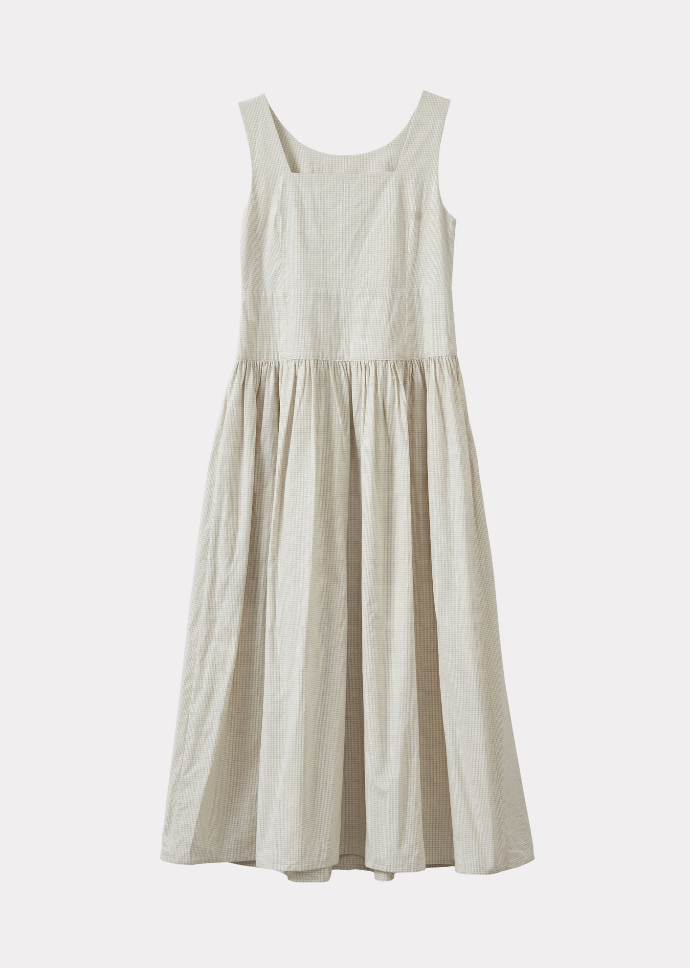 WOMEN'S PANELLED COTTON DRESS - OFF-WHITE / BLACK MICRO-CHECK