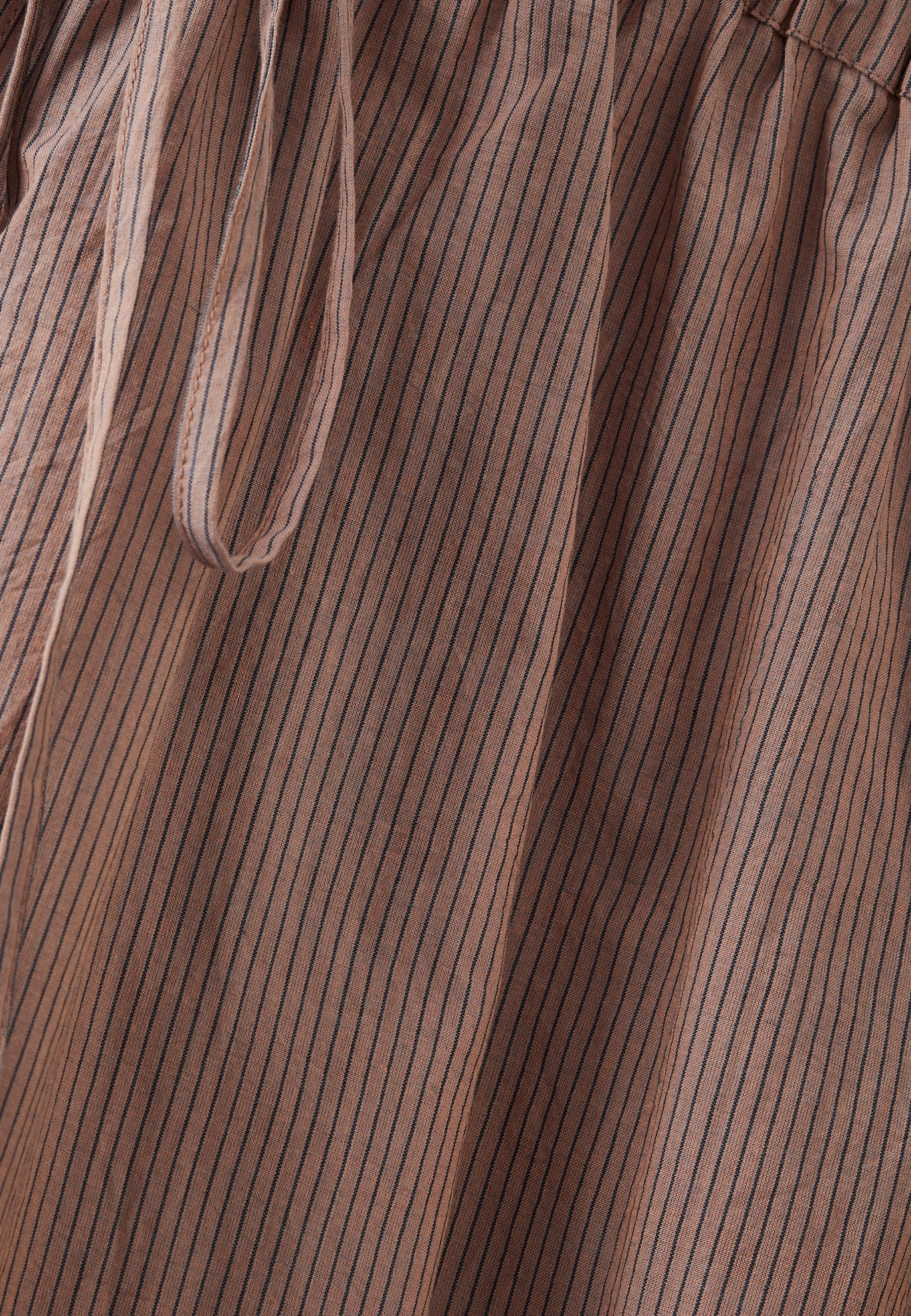 WOMEN'S TIE-DETAIL TROUSERS - BROWN / BLACK STRIPES