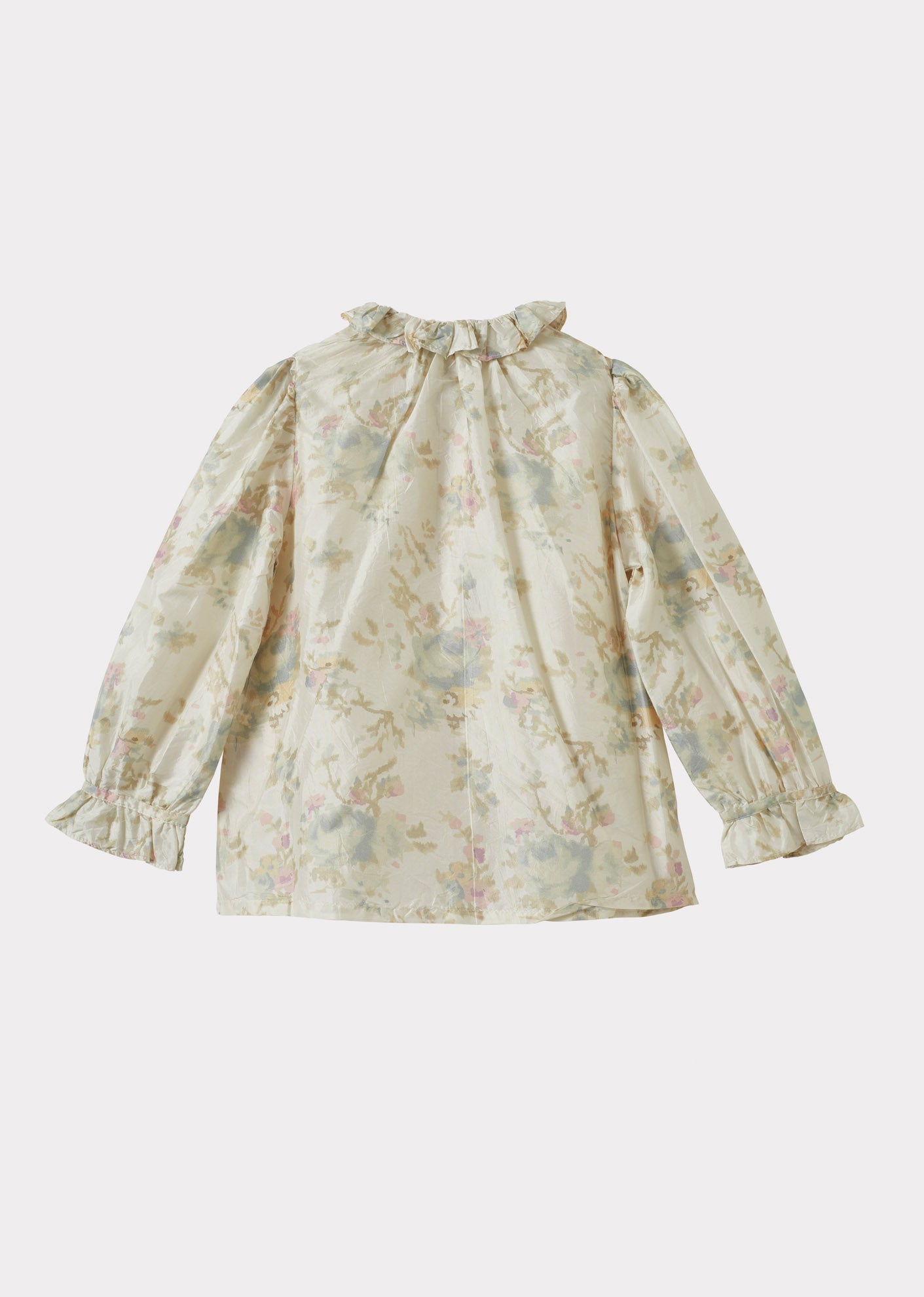 CAULIFLOWER GIRL'S SILK BLOUSE - BLUE ROSE PRINT