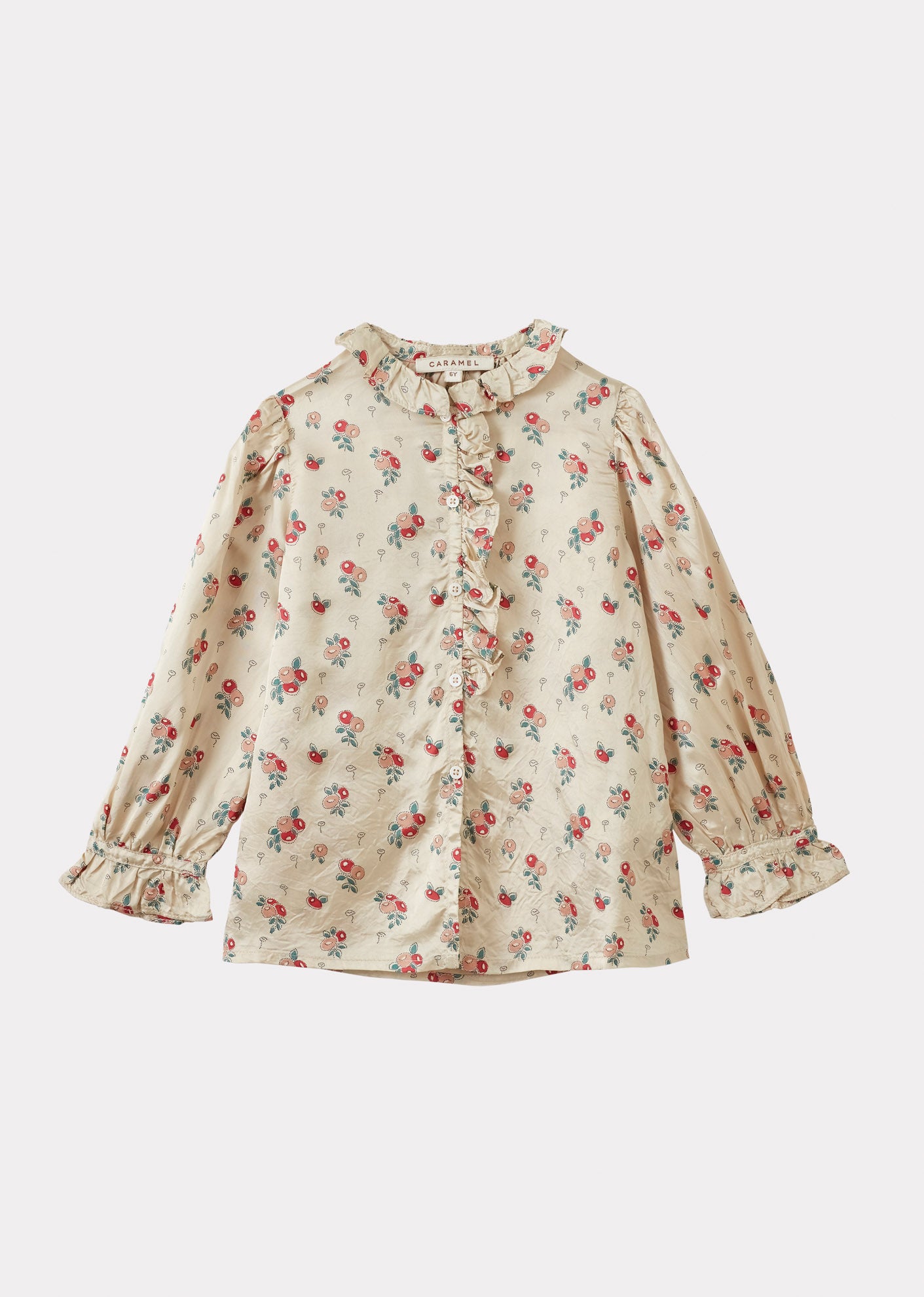 CAULIFLOWER GIRL'S BLOUSE - FLORAL CREAM / PINK