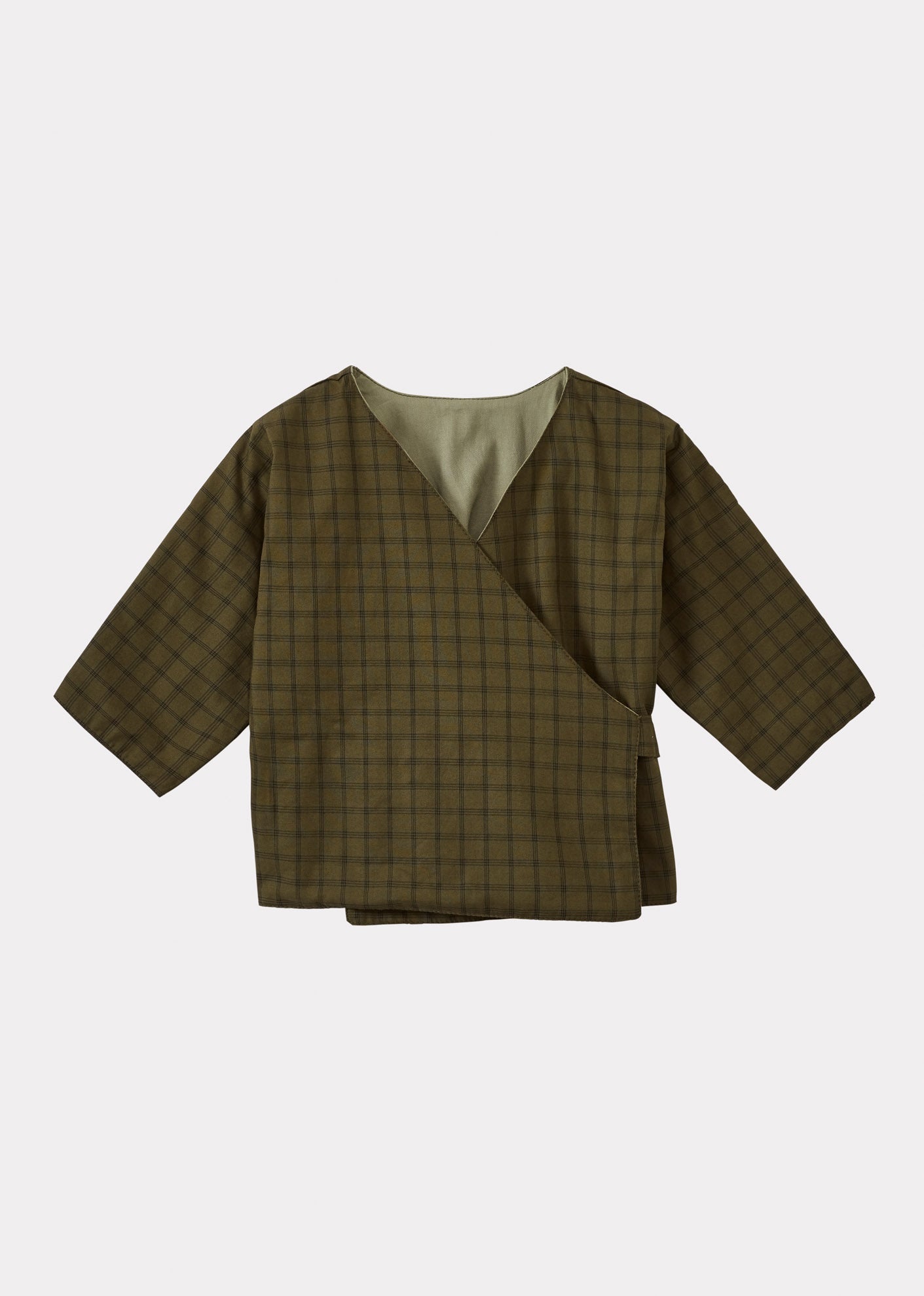 CLEMENT BABY COTTON TOP AND TROUSERS SET - KHAKI CHECK
