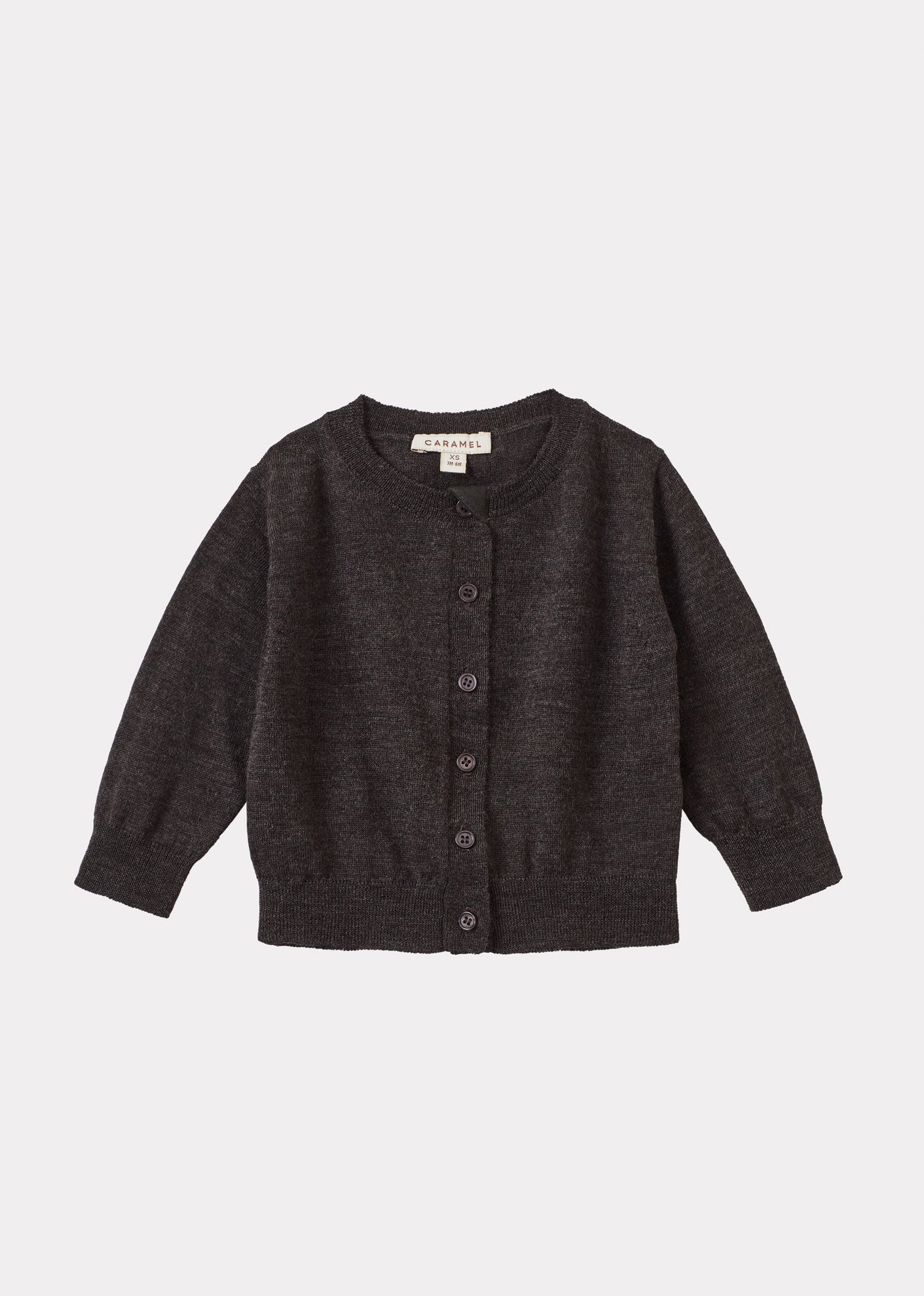 WILLOW BABY MERINO WOOL CARDIGAN - DARK GREY