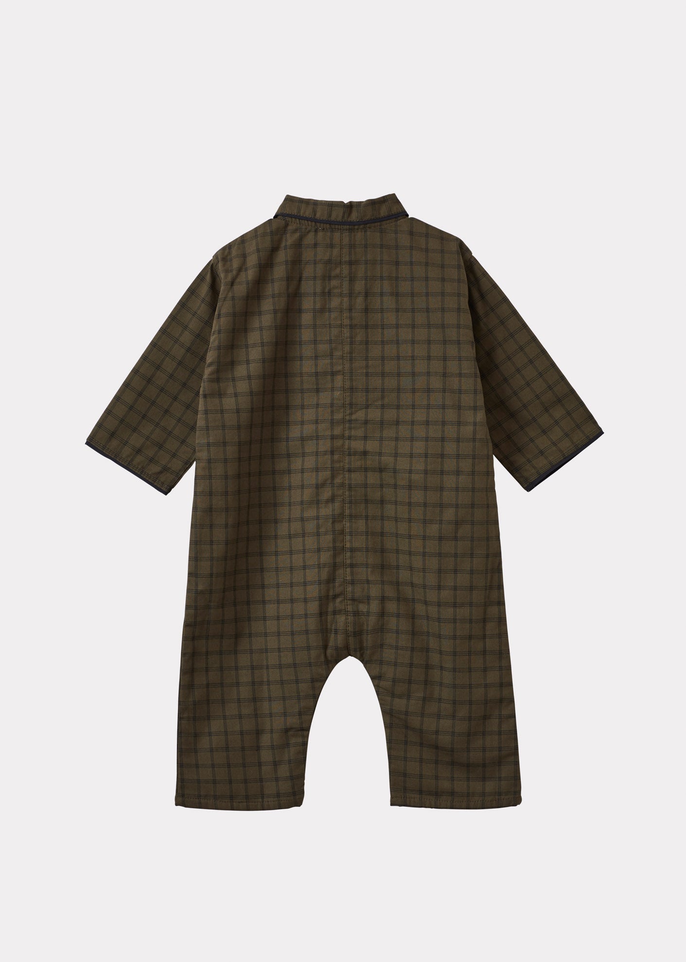 COSMOS BABY COTTON ROMPER - KHAKI CHECK