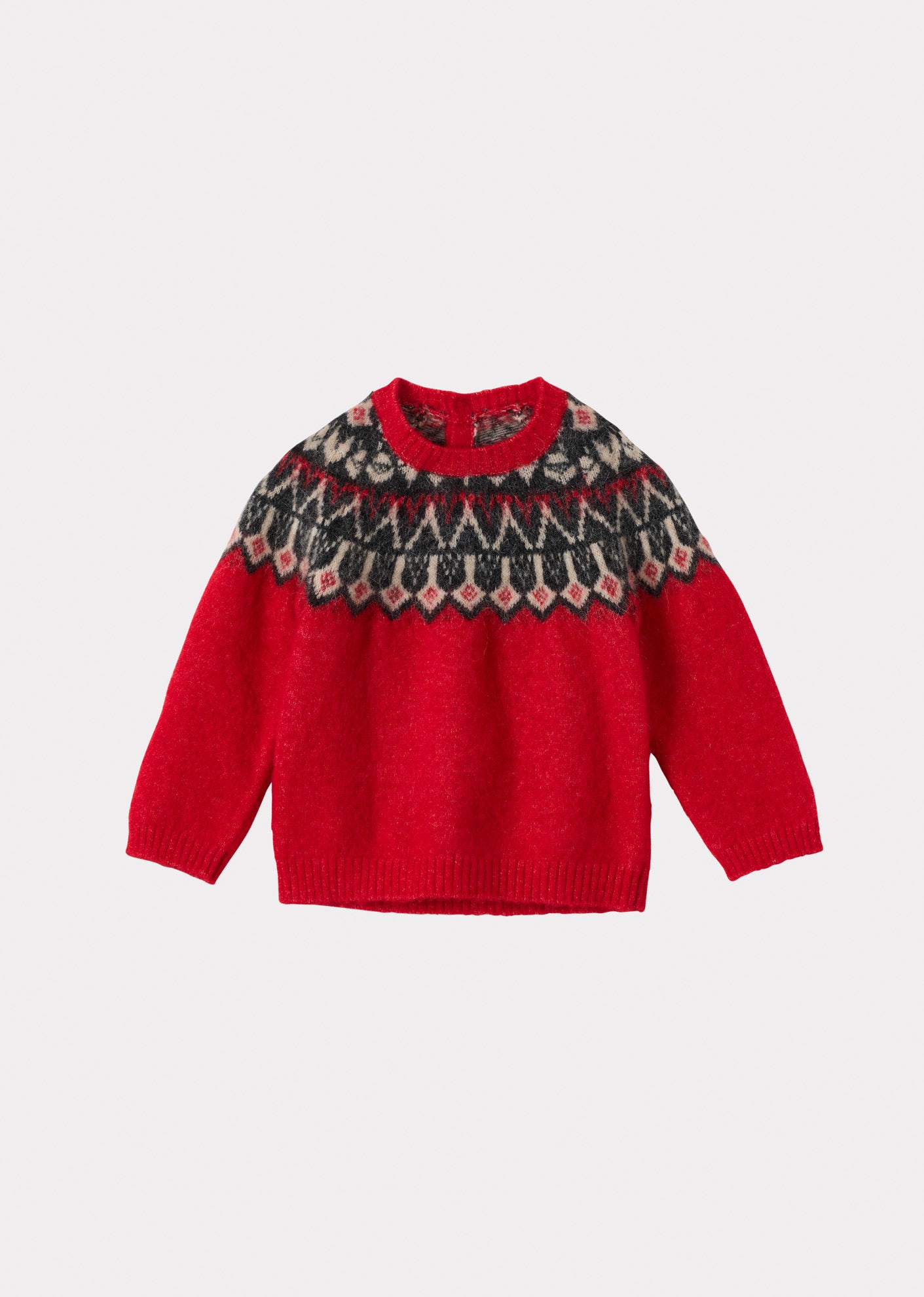 ROBYN FAIR ISLE WOOL BABY JUMPER - ASPEN RED / CHARCOAL