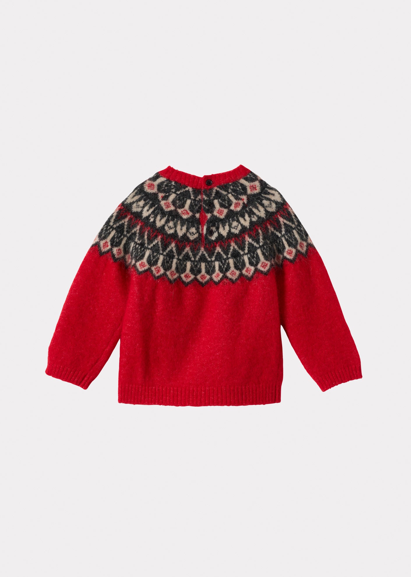 ROBYN FAIR ISLE WOOL BABY JUMPER - ASPEN RED / CHARCOAL