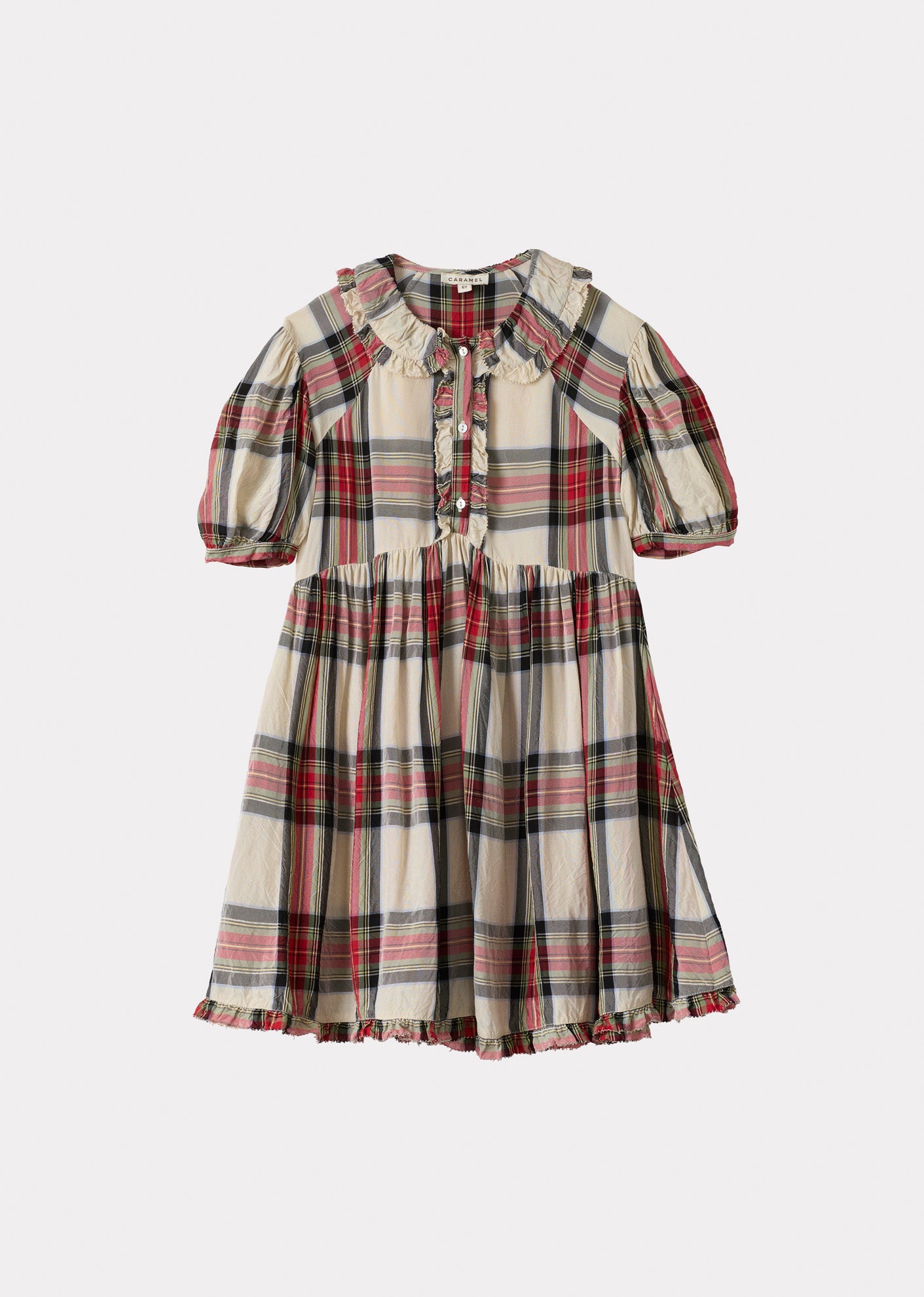 ANGELICA GIRL'S DRESS - RED / ECRU CHECK