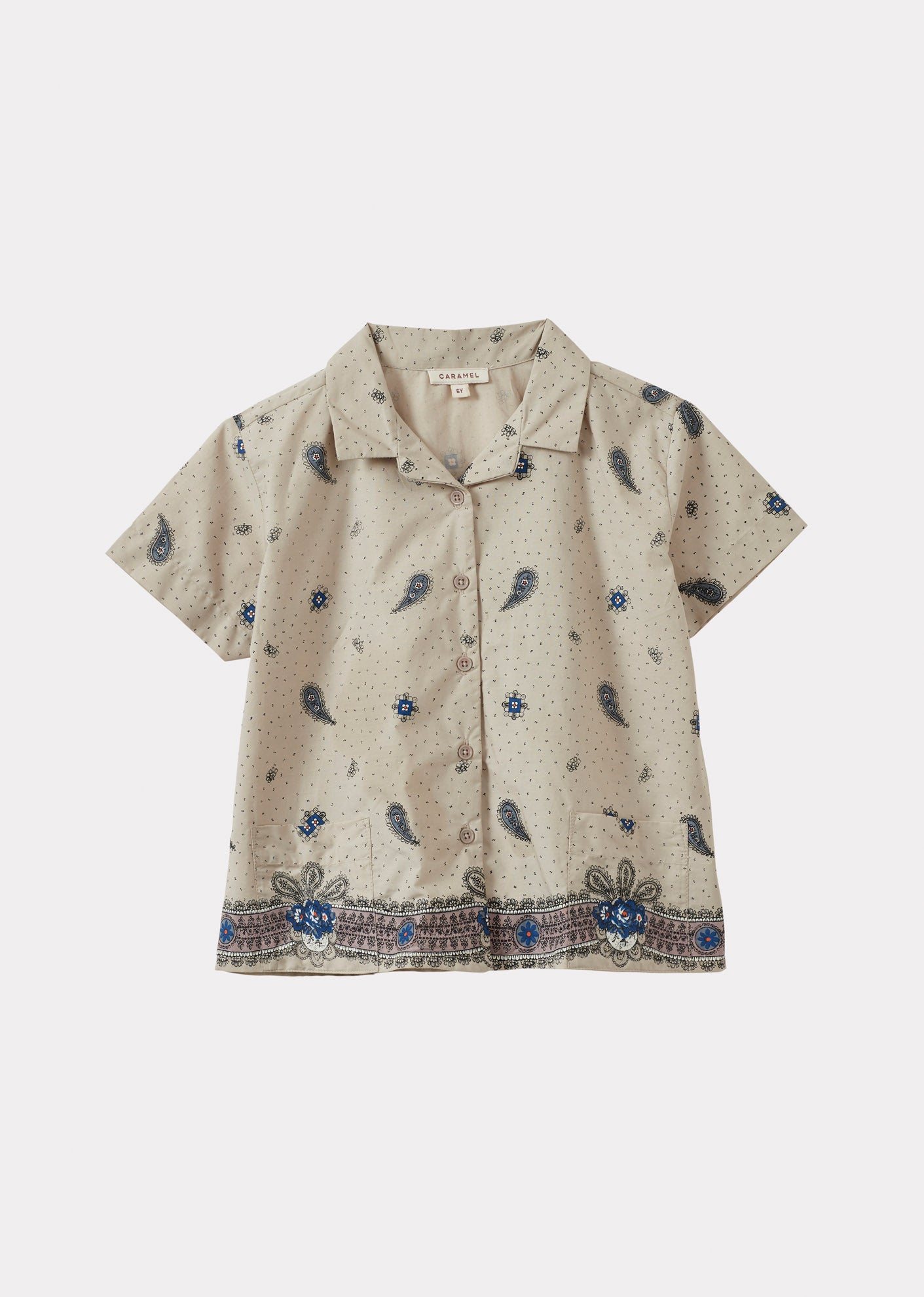 BAMBOO CHILDREN'S COTTON SHIRT - MAUVE PAISLEY PRINT