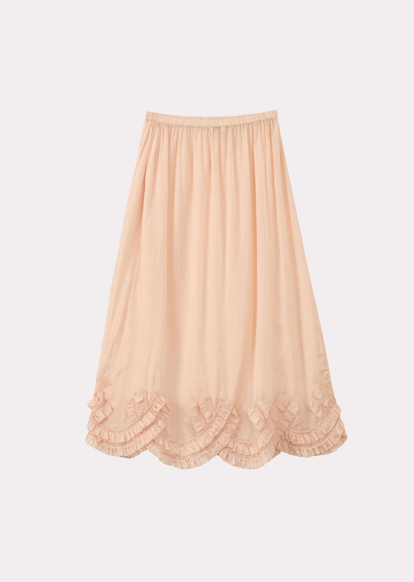 WOMEN'S SCALLOPED MIDI SKIRT - PEACH
