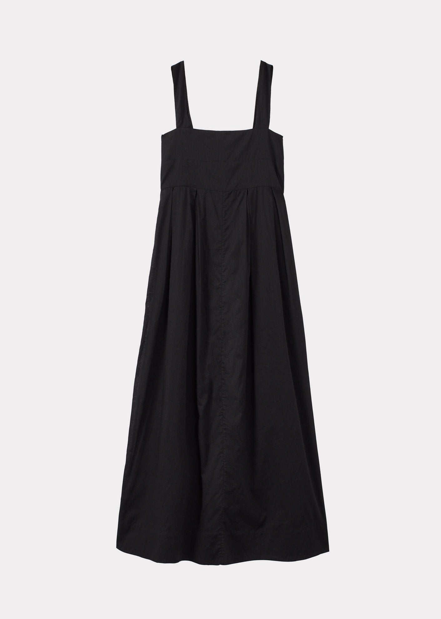 WOMEN'S PLEATED COTTON SUMMER DRESS - BLACK