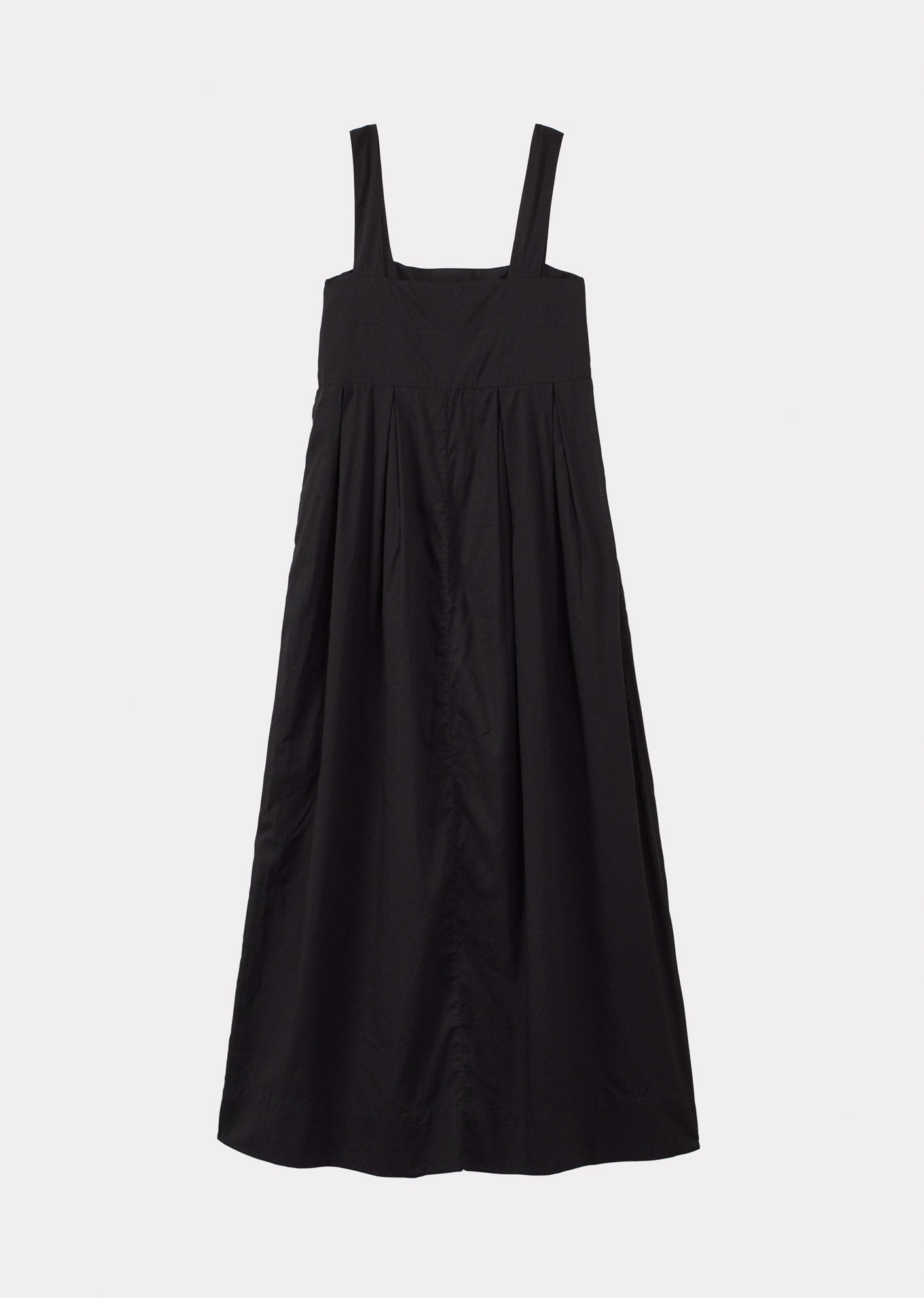 WOMEN'S PLEATED COTTON SUMMER DRESS - BLACK