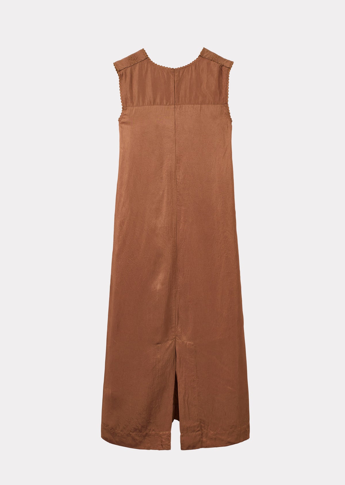 WOMEN'S EMBROIDERED PANELLED DRESS - TOFFEE