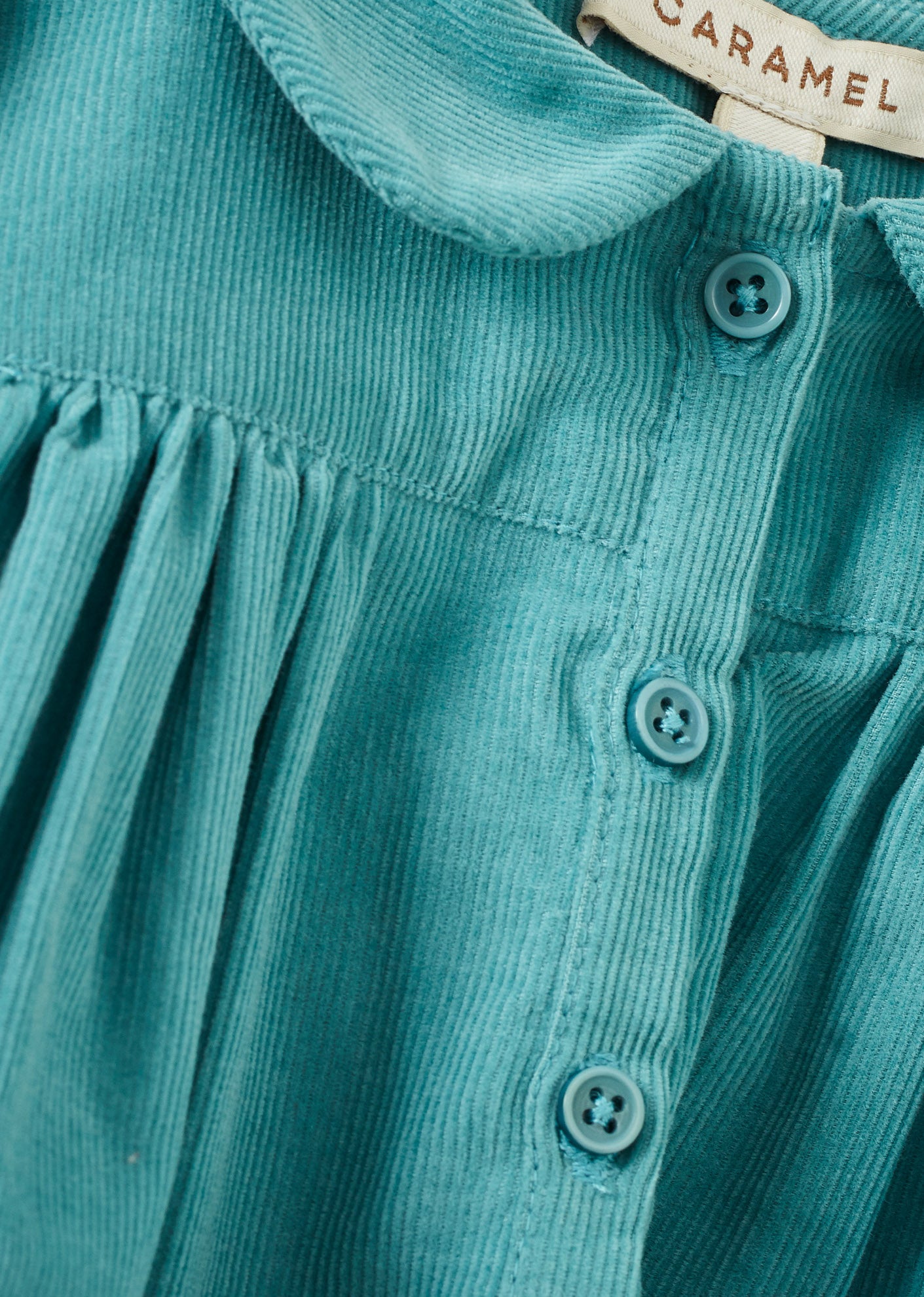 NINA BABY COTTON CORDUROY DRESS - TURQUOISE