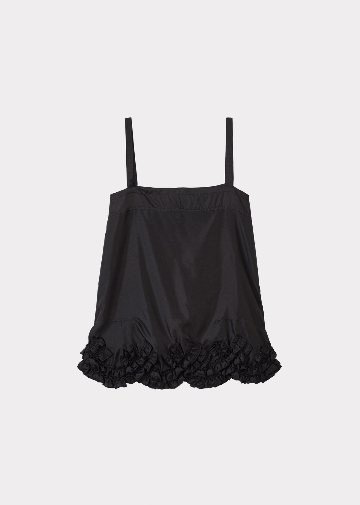 WOMEN'S SCALLOPED CAMI TOP - BLACK