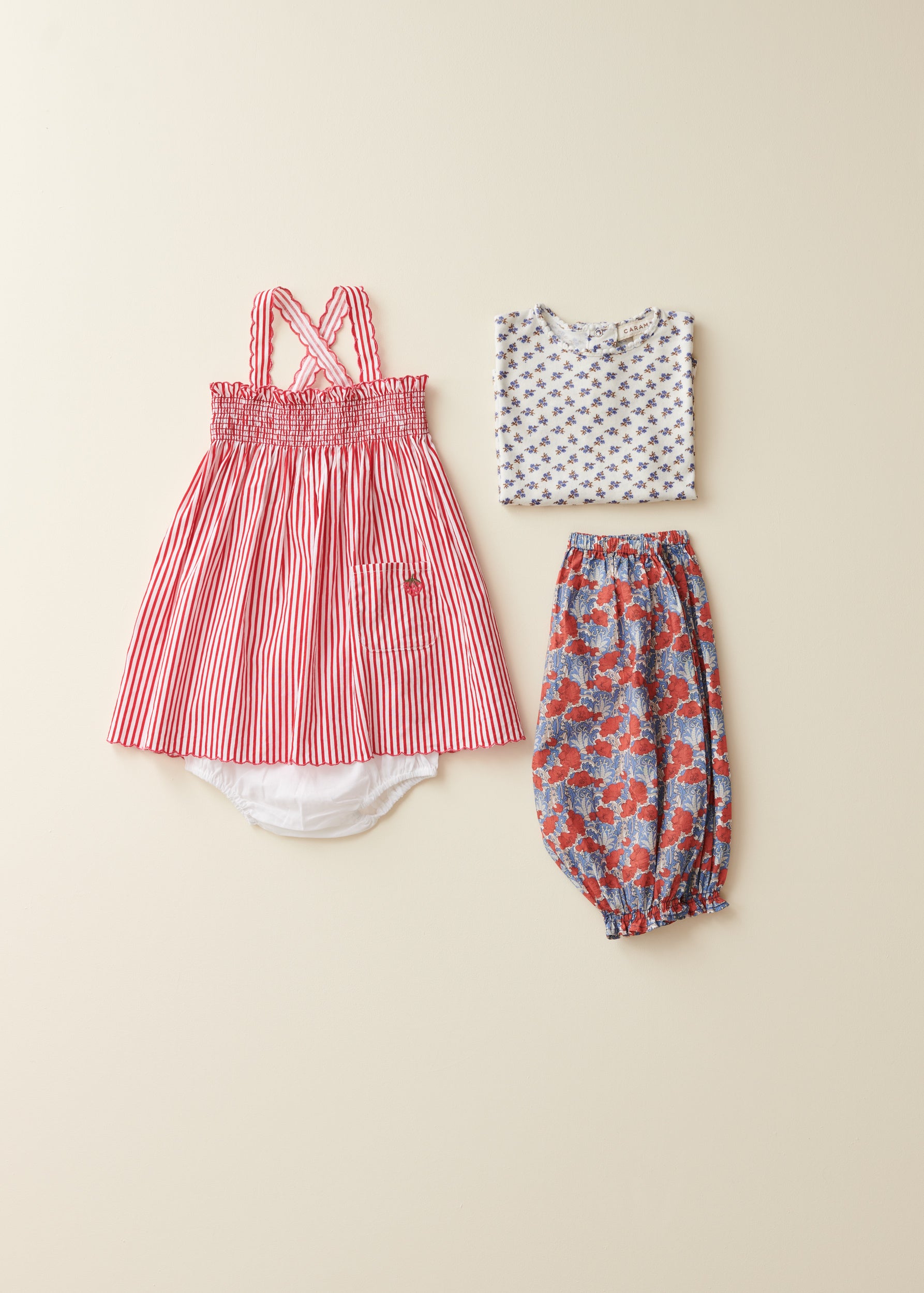 CHERVIL BABY COTTON SUN DRESS - RED STRIPE