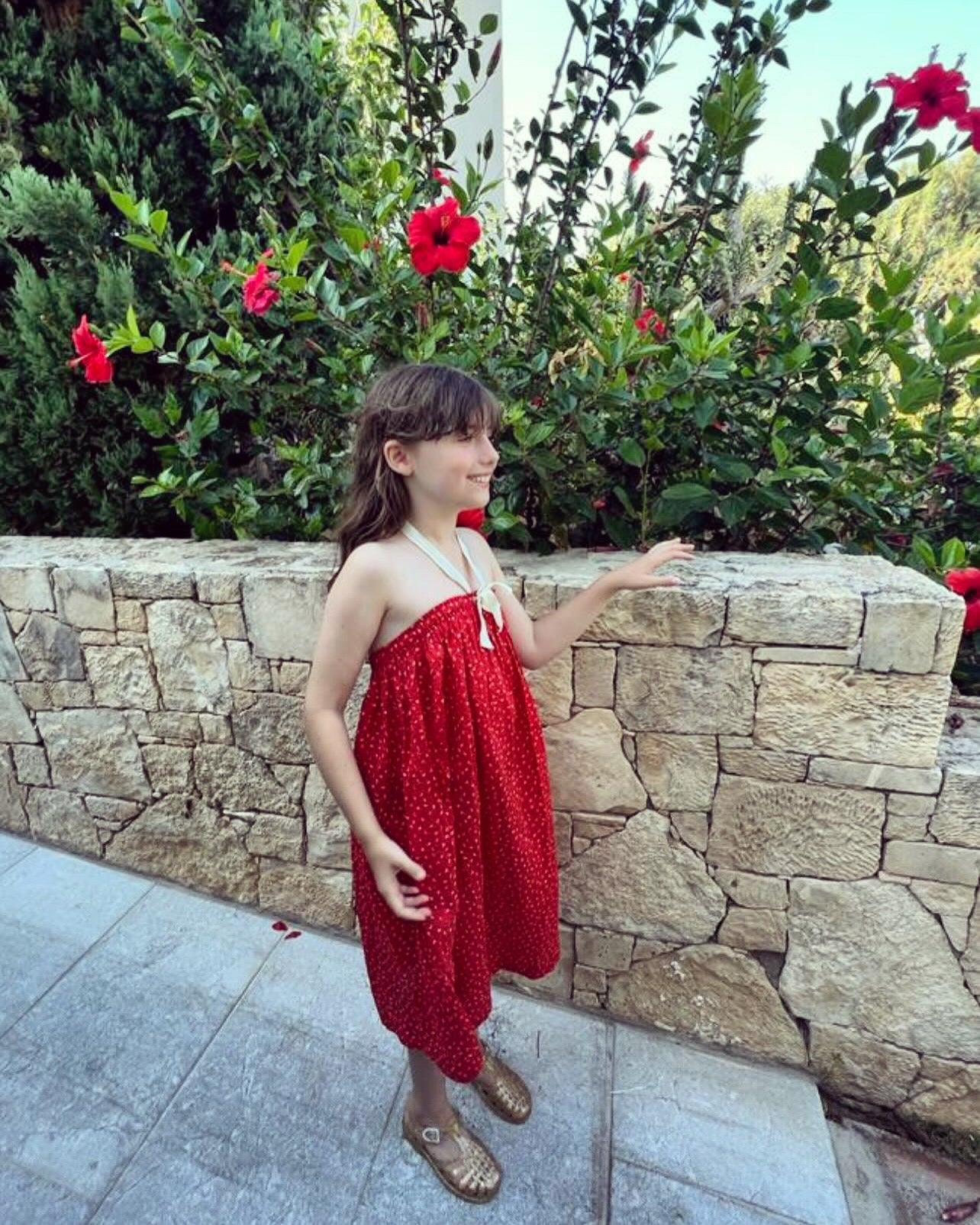 AGAVE GIRL'S MIRACLE WEAVE COTTON DRESS - POPPY RED