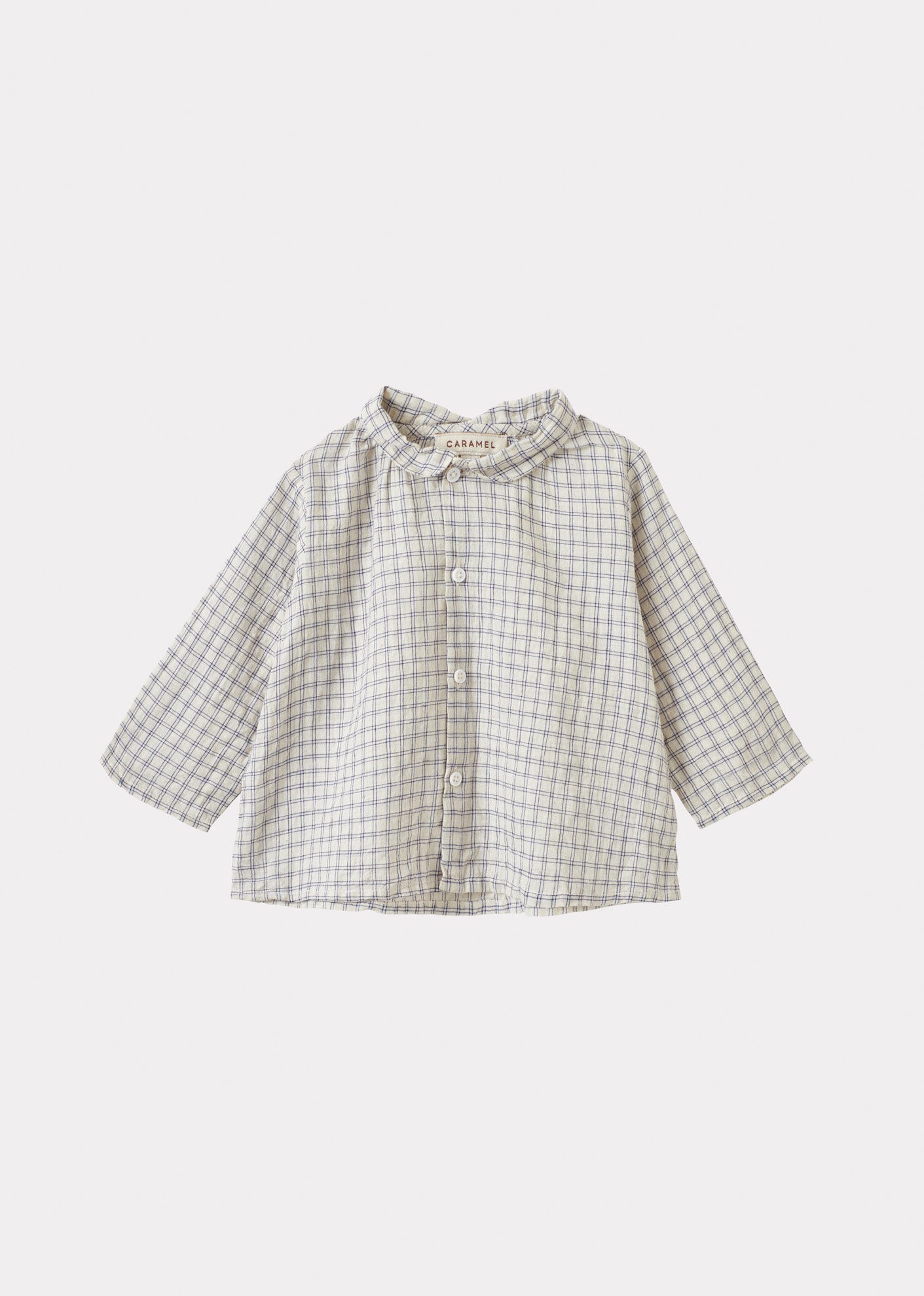 ALOE BABY SHIRT - WHITE/NAVY CHECK