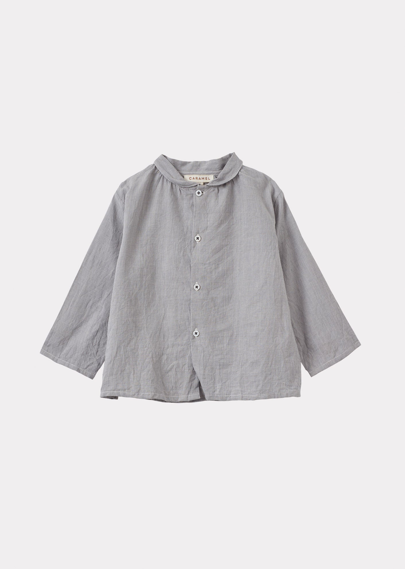 ALOE BABY SHIRT - GREY MICRO-CHECK