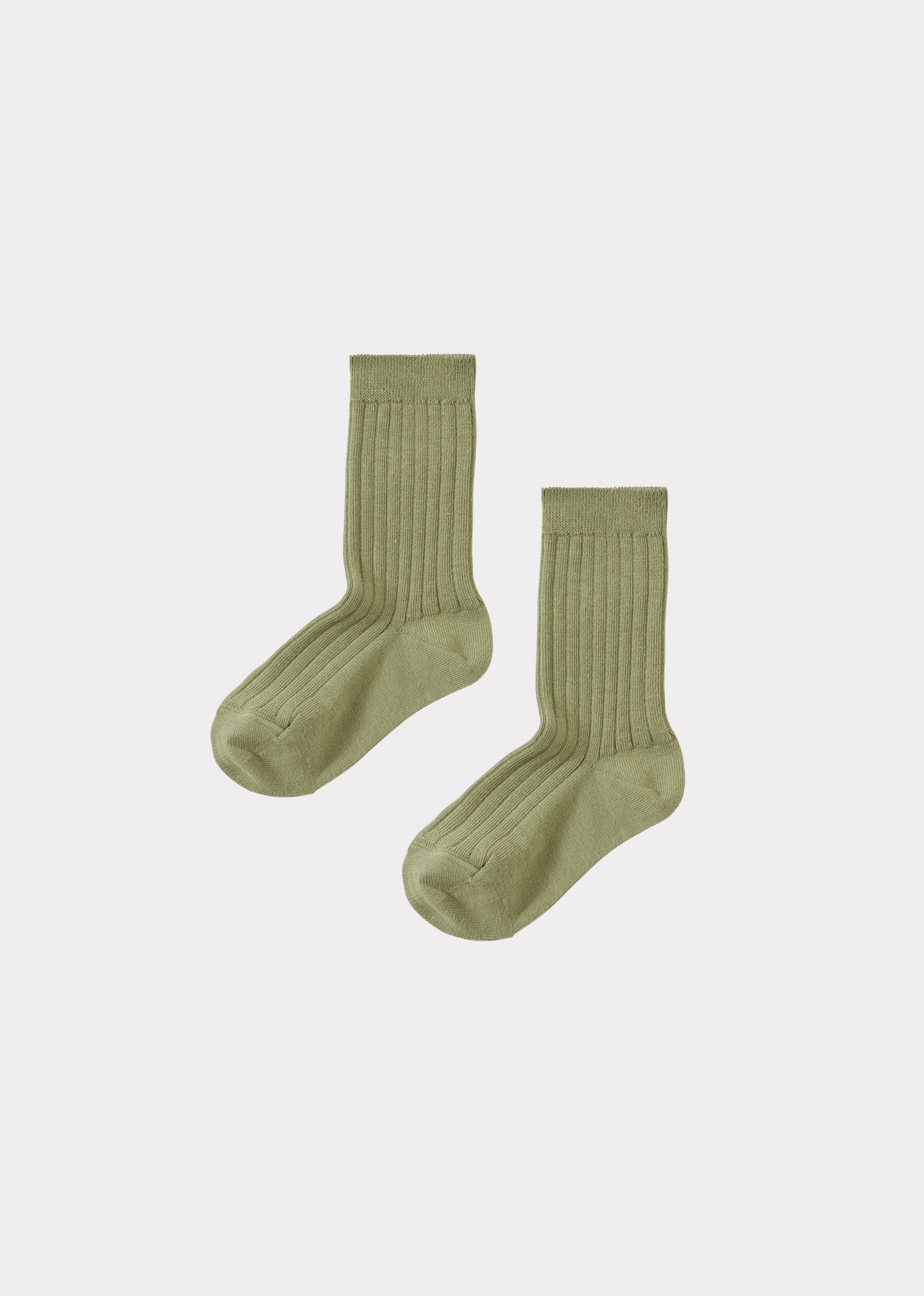 CHILDREN'S RIB COTTON ANKLE SOCKS - VERT D'HUILE
