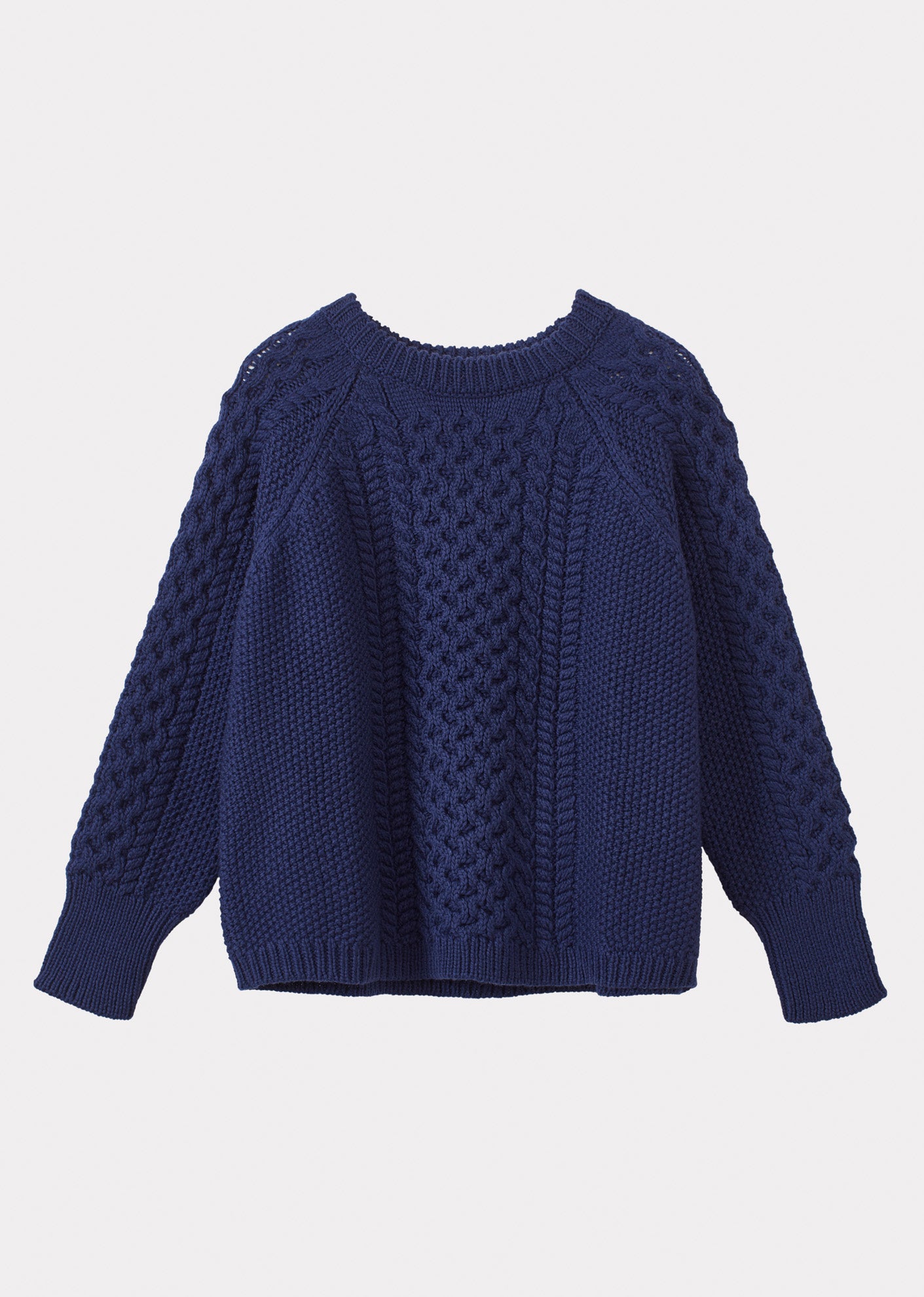 ARAN WOMENS JUMPER - DENIM BLUE 1