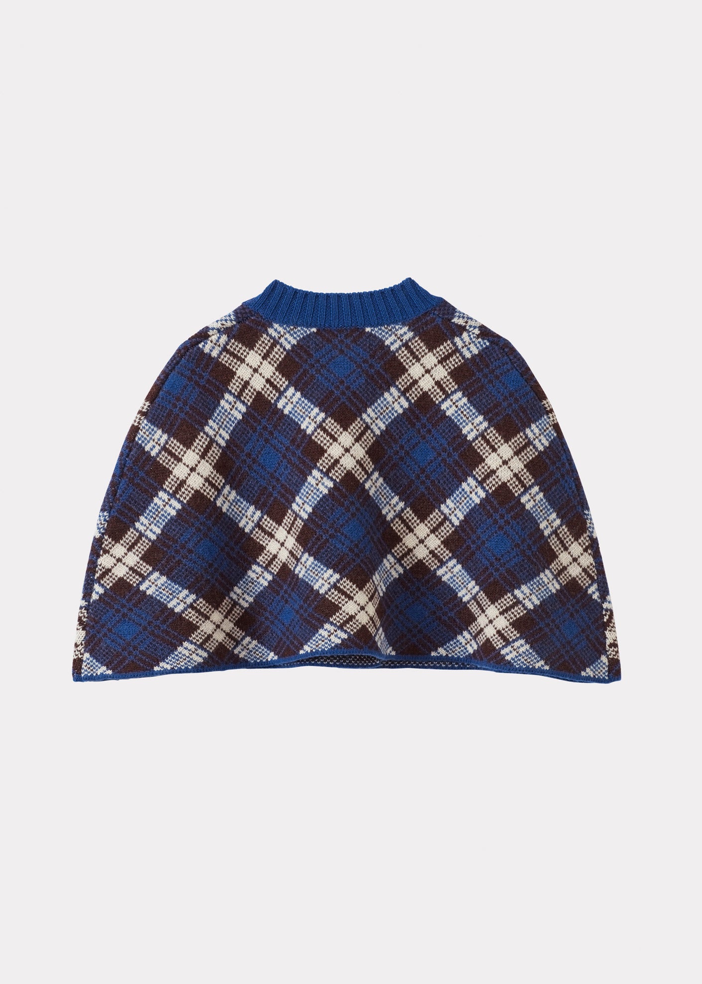ASPEN CHILDREN'S MERINO WOOL CAPE - CHOCOLATE / BLUE / ECRU