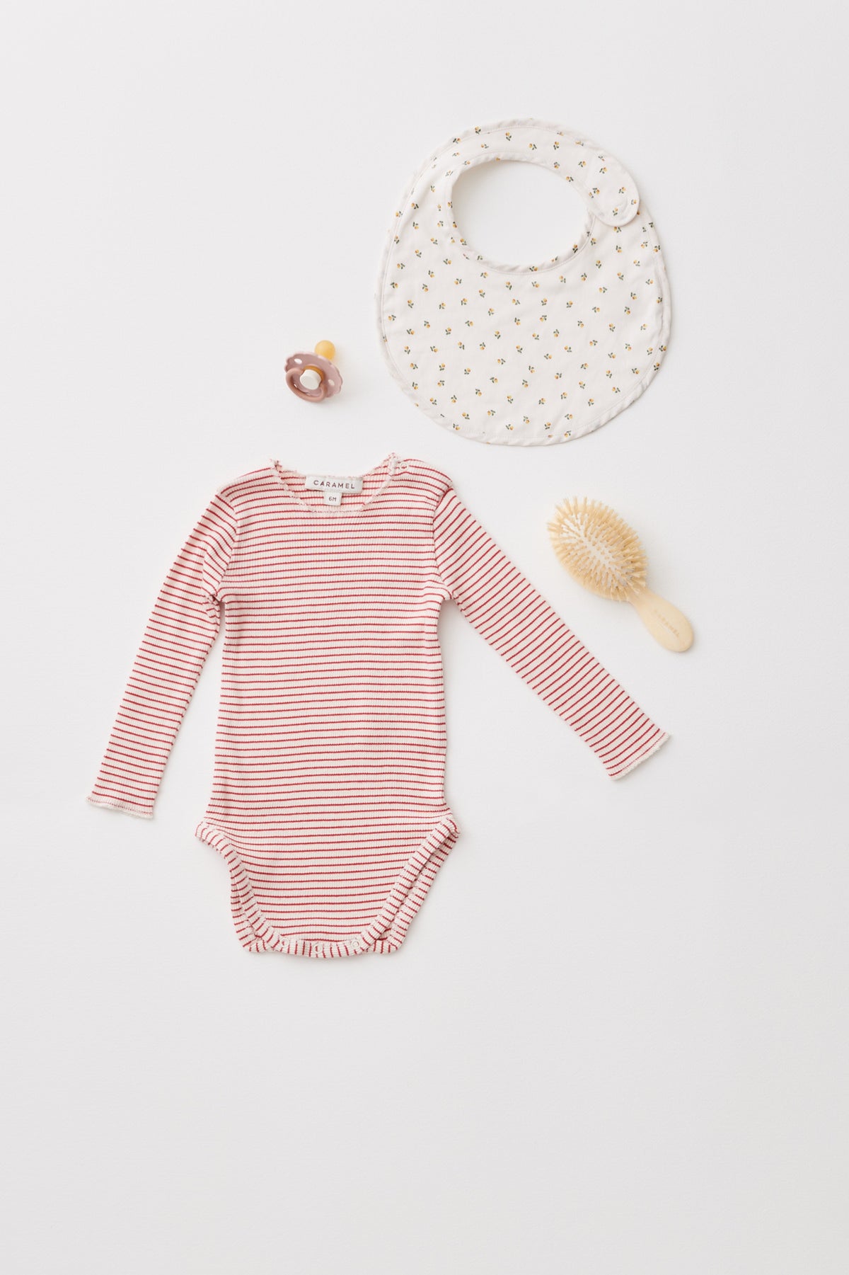 HANAU BABY COTTON ROMPER - REDCURRANT / CREAM