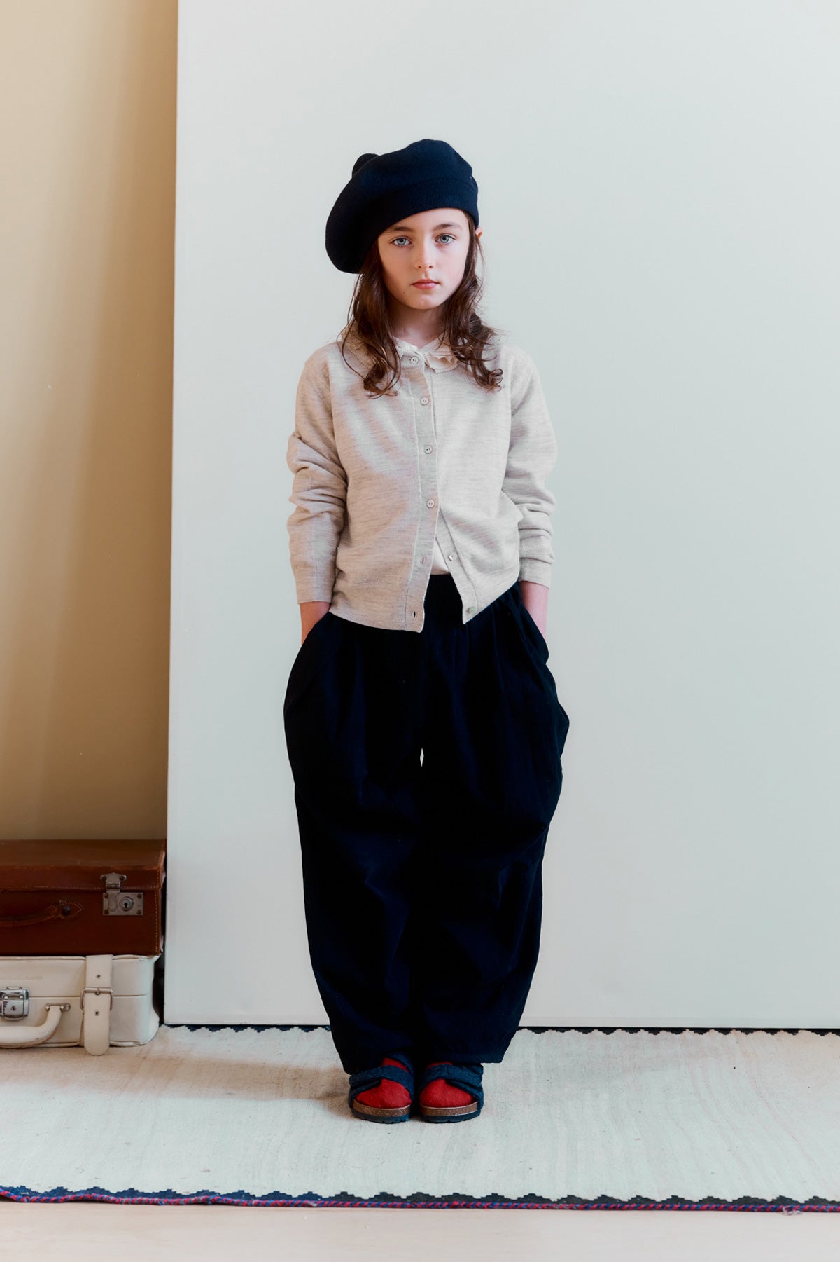 ABERFELDY CHILDREN'S WOOL BERET - GREEN BLACK