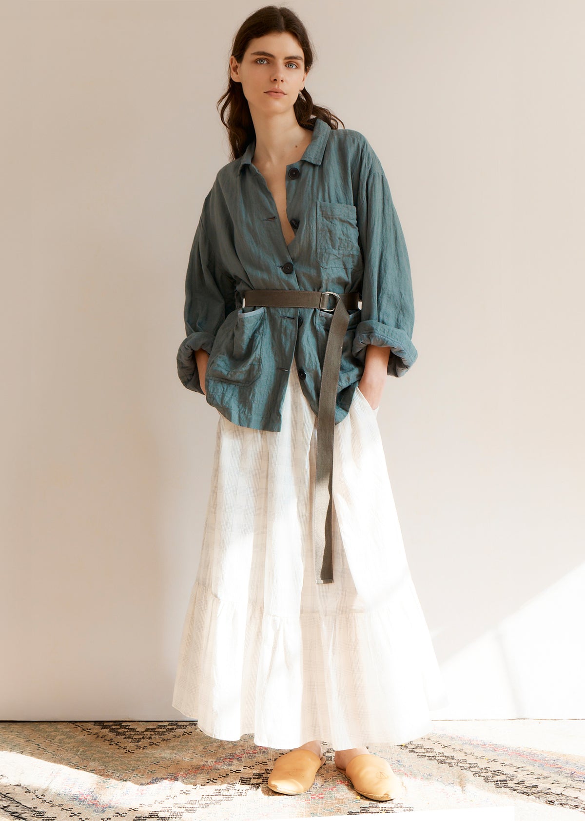 WOMEN'S WORKWEAR JACKET LINEN - PETROL