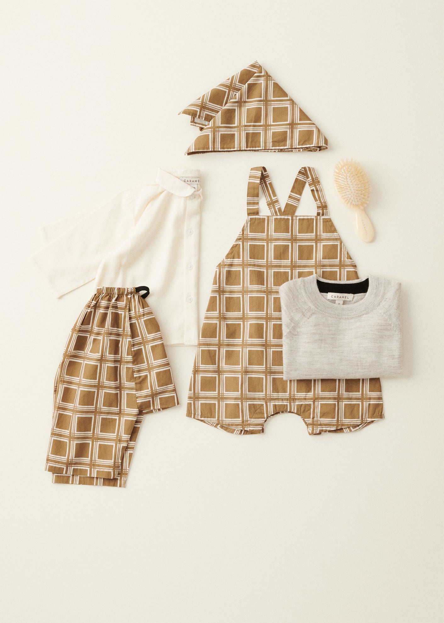 CORREA BABY COTTON ROMPER - BROWN GEO PRINT