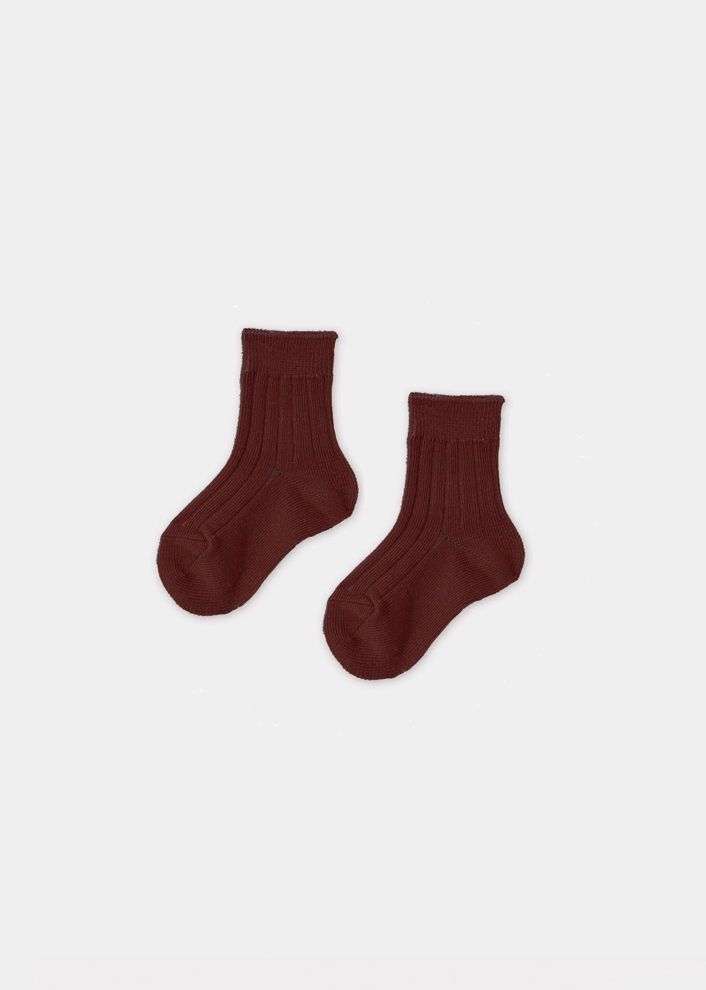 BABY RIB ANKLE COTTON SOCKS - CHATAIGNE