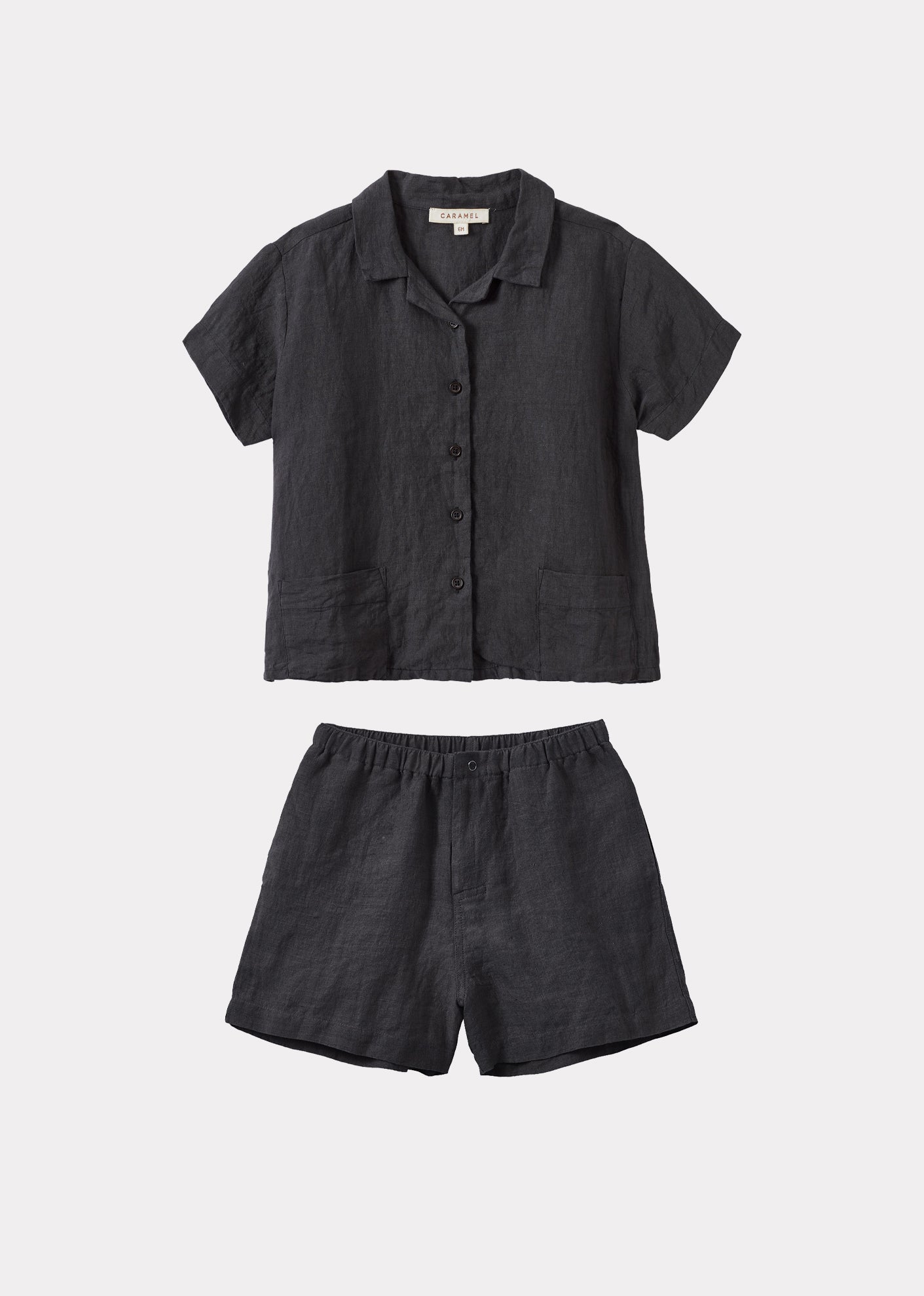 BAMBOO CHILDREN'S SHIRT AND SHORTS SET - CHARCOAL