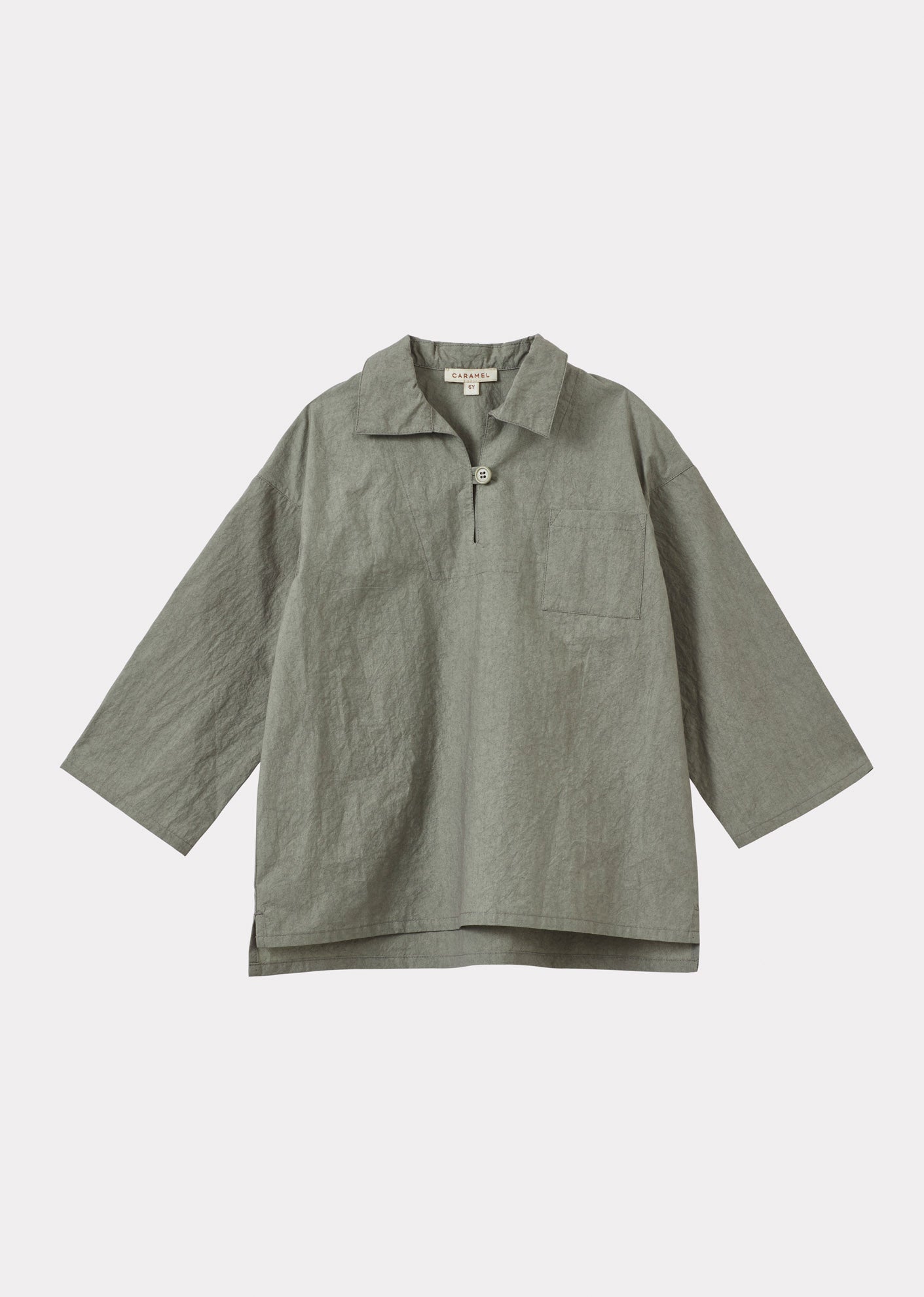 BERGAMOT CHILDREN'S CRUSHED COTTON SHIRT - GREY / GREEN