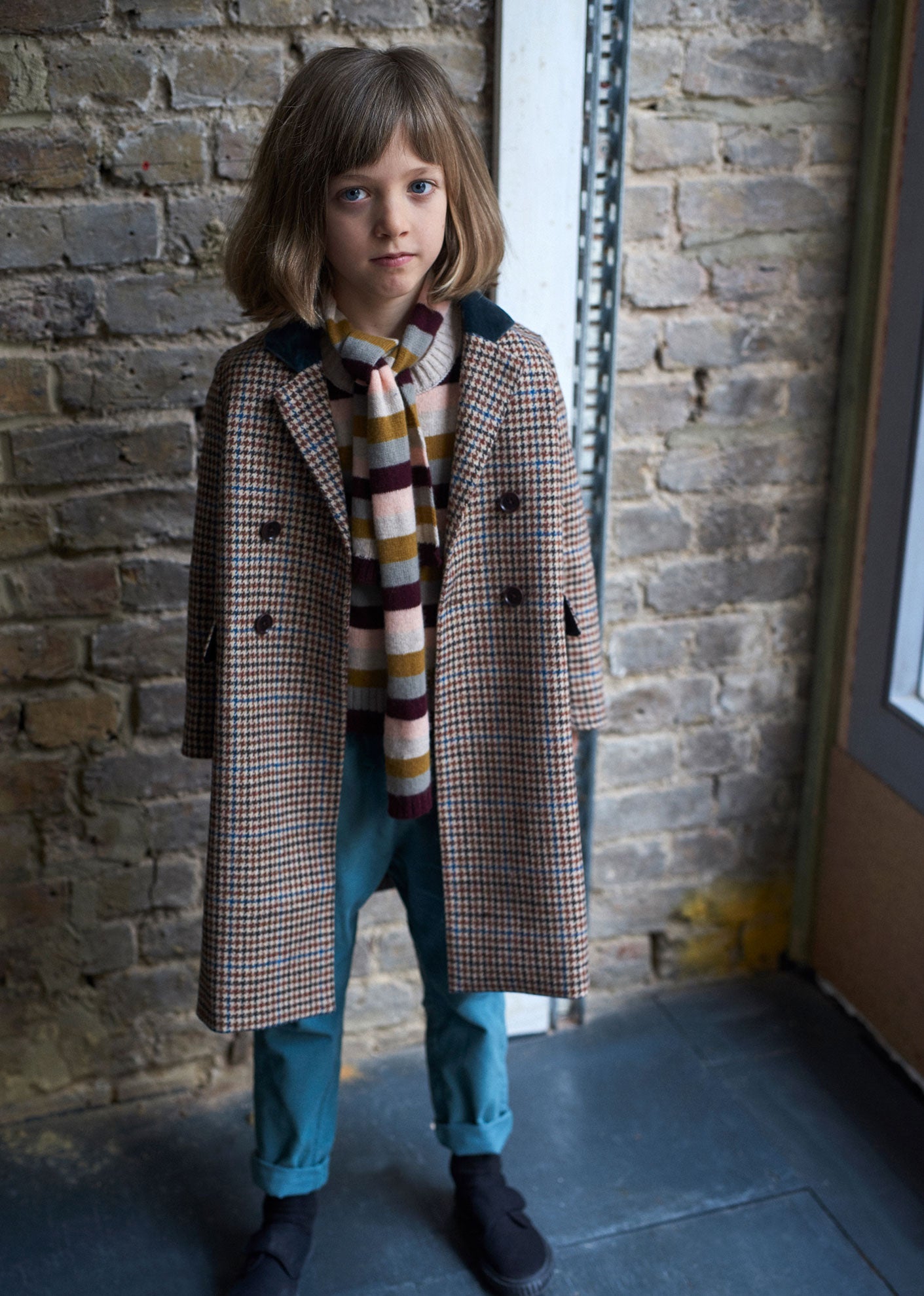 BEAR COAT - BEIGE WOOL CHECK