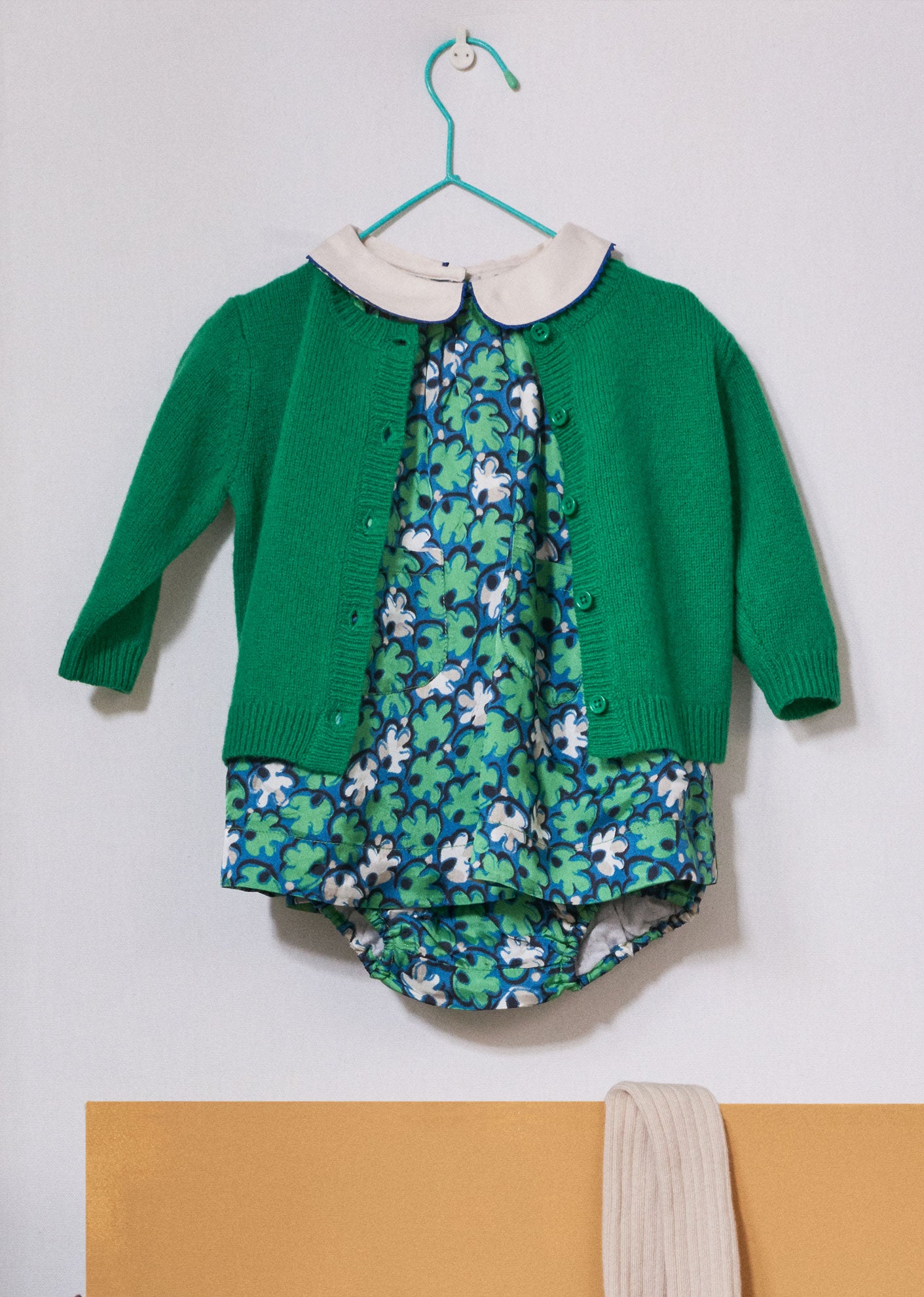 SISKIN BABY TUNIC SET - GREEN LEAF PRINT