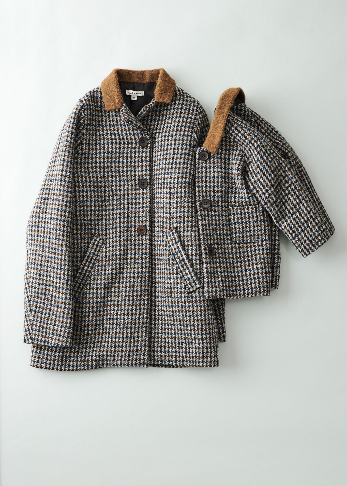 AZUKI BABY COAT - BURGUNDY/TEAL HOUNDSTOOTH
