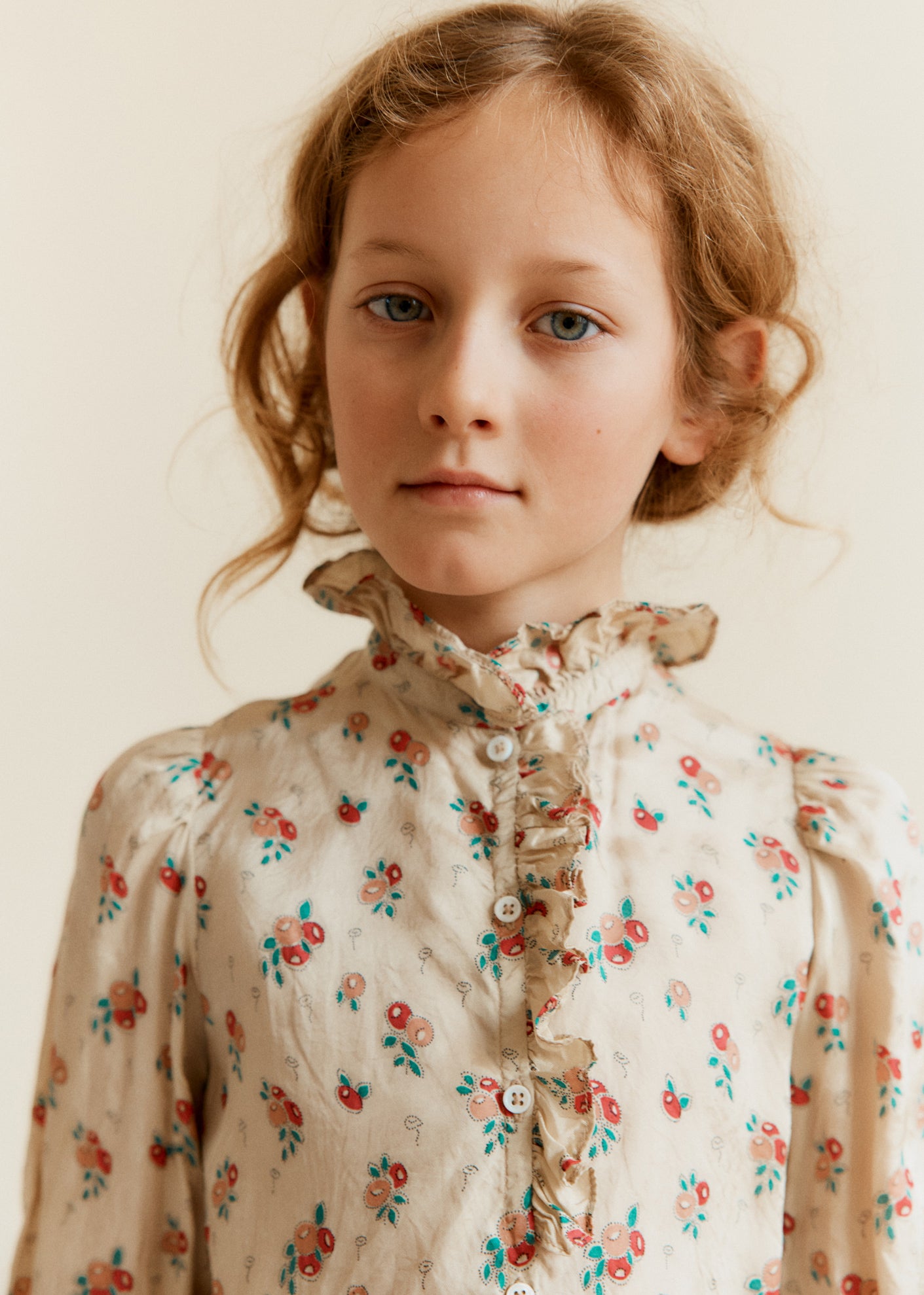 CAULIFLOWER GIRL'S BLOUSE - FLORAL CREAM / PINK