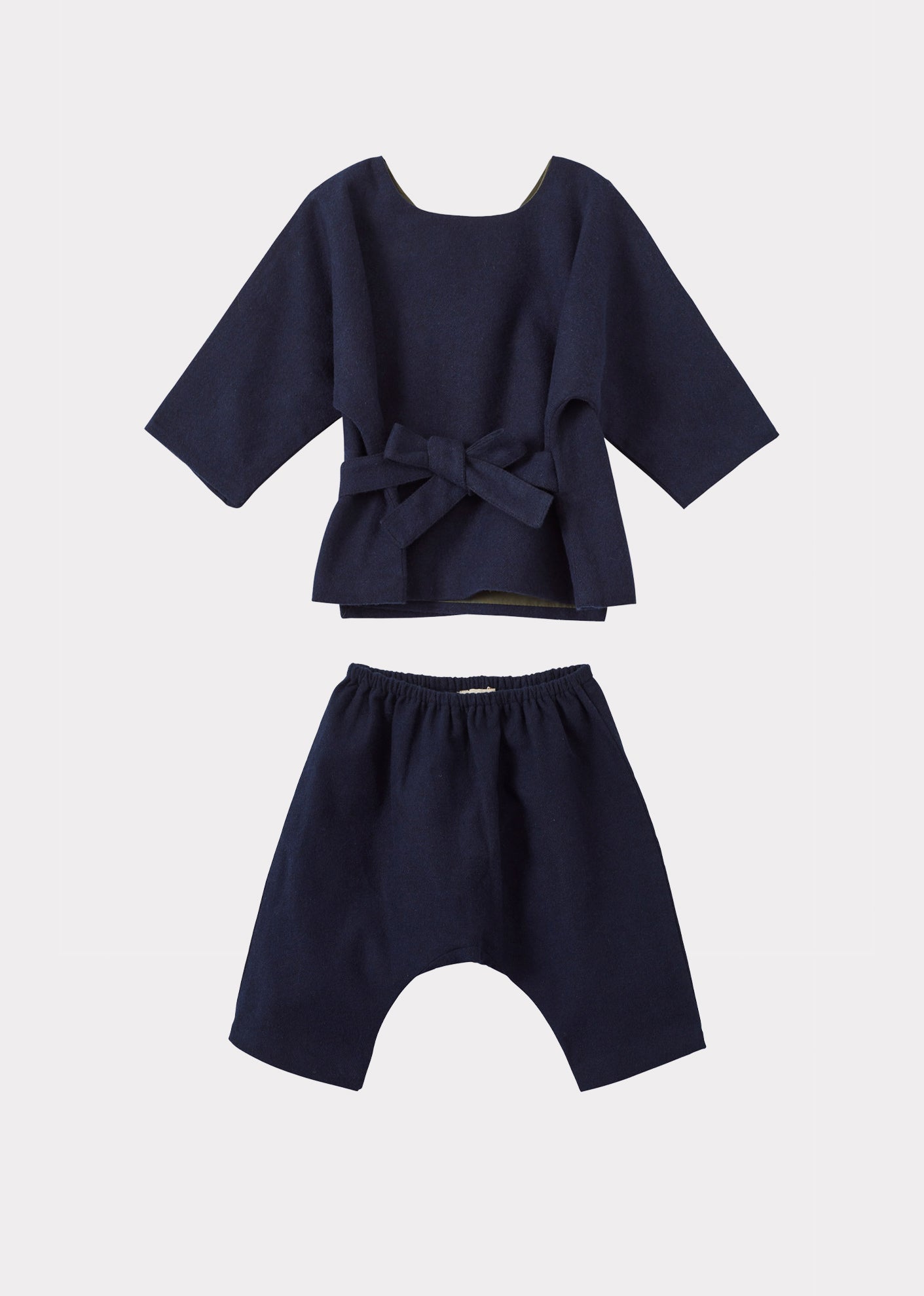 CLEMENT BABY COTTON TOP AND TROUSERS SET - NAVY