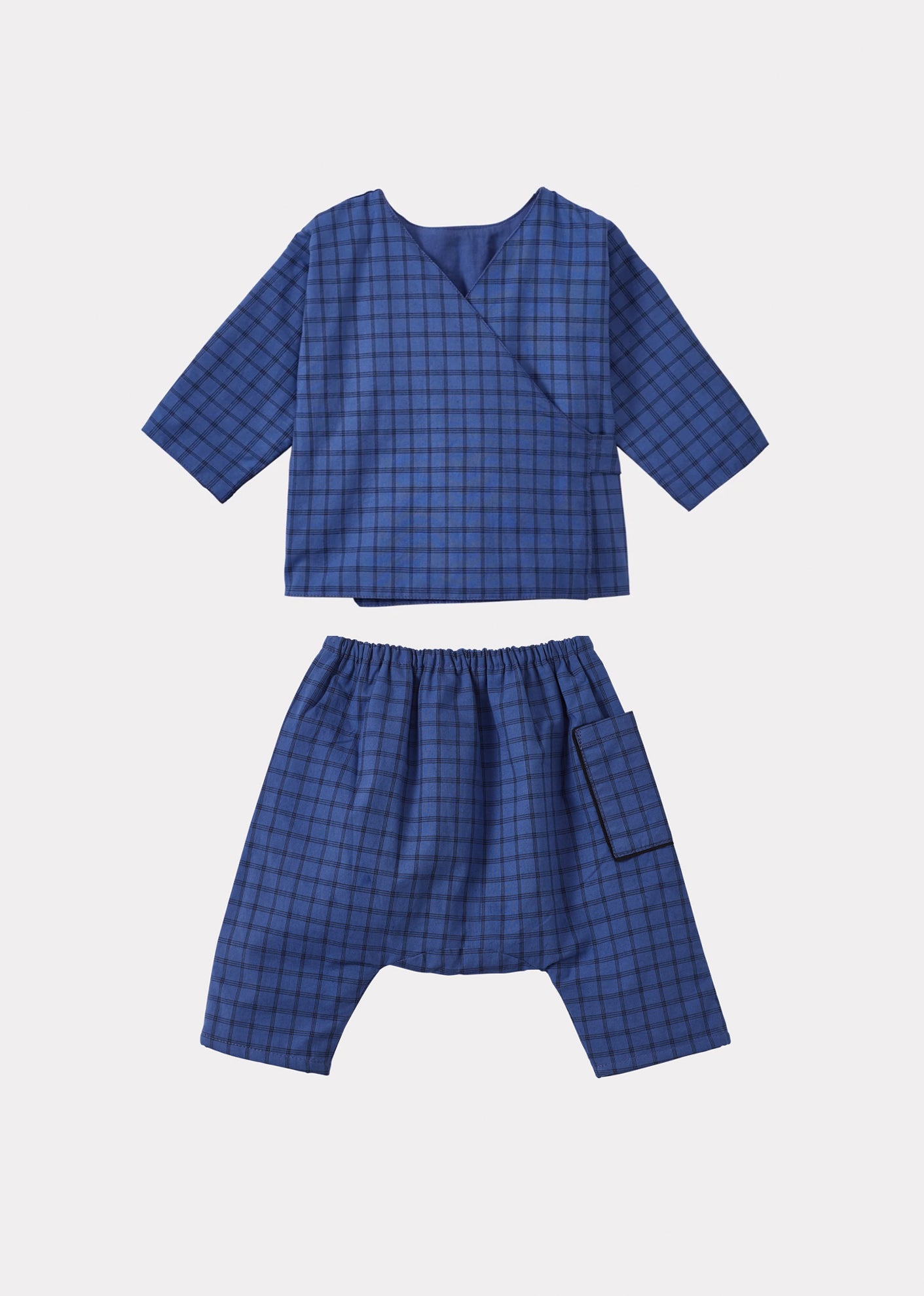 CLEMENT BABY COTTON TOP AND TROUSERS SET - DENIM BLUE CHECK